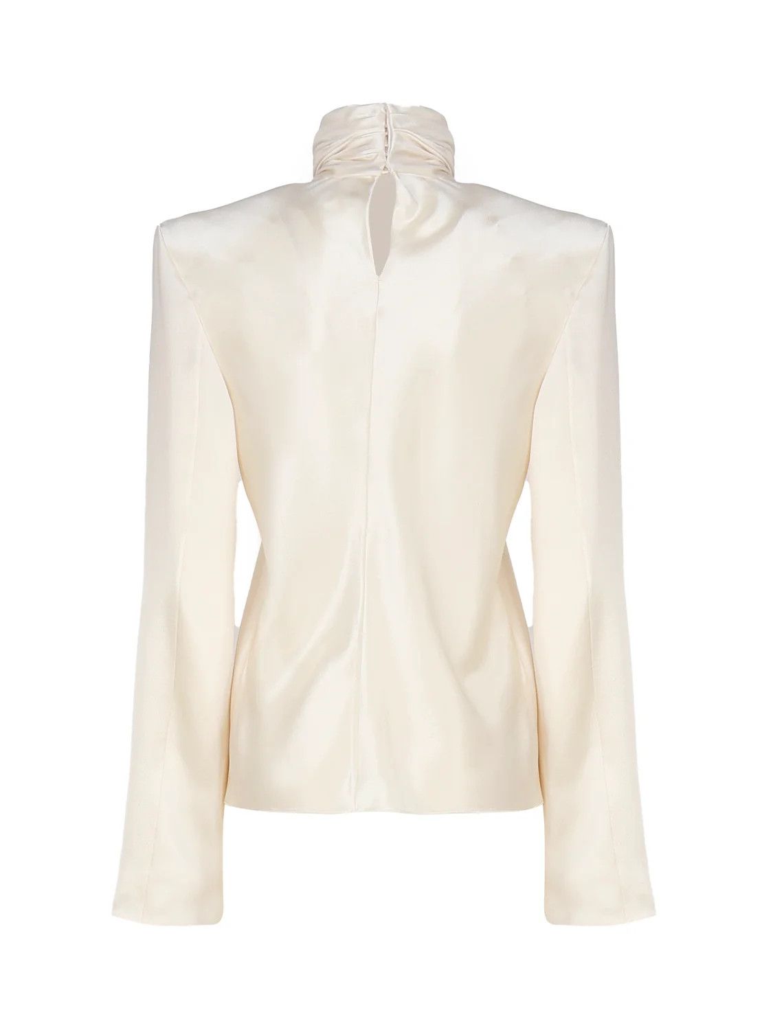 Saint Laurent Paris o1s1wg110125 769329 Blouse Crepe Satin in White Size S / US 4 / IT 40 - 2 Thumbnail