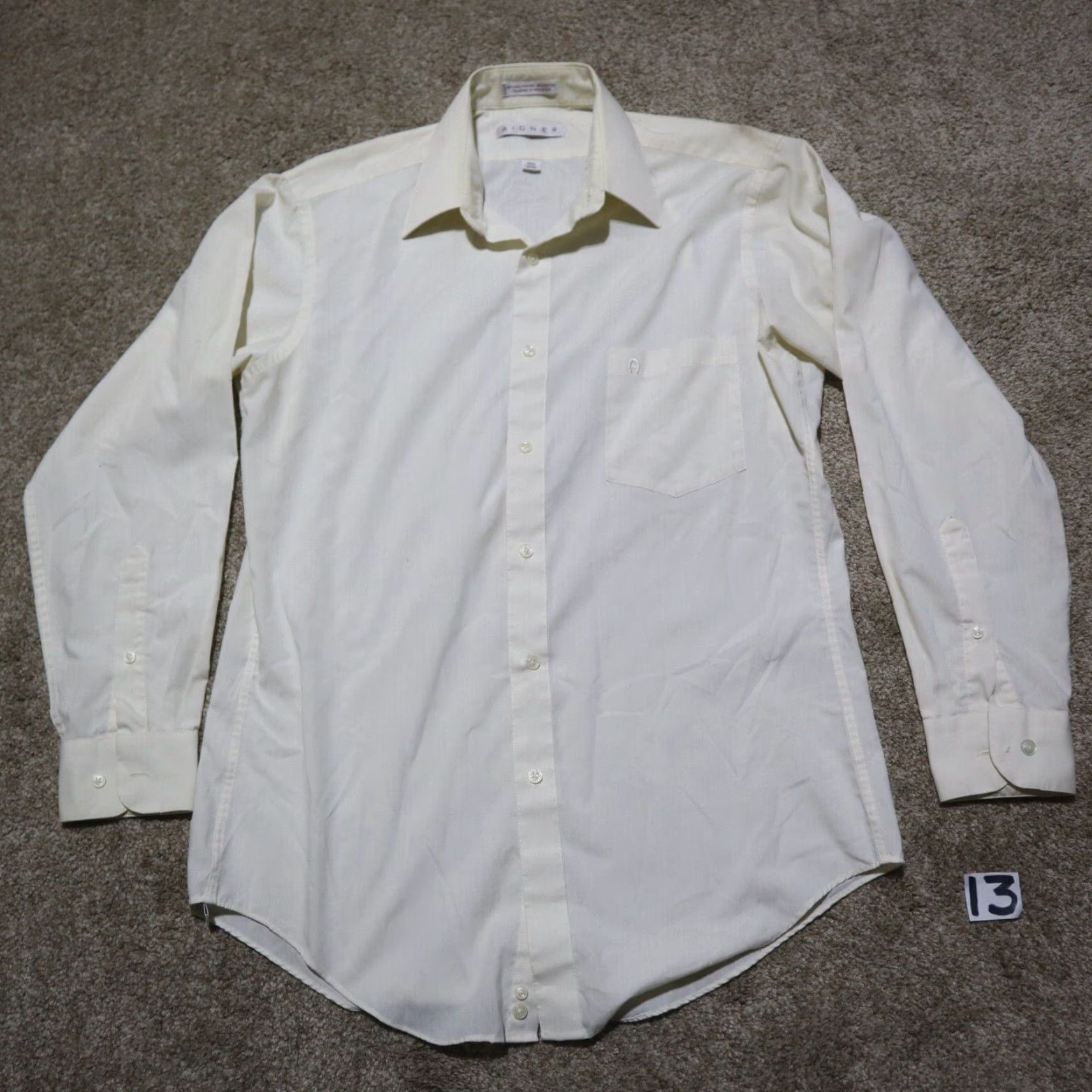 Etienne Aigner Etienne Aigner Shirt Dress Shirt Beige Solid Button-Down Long Sleeve Men Size 15.5 32/33 Collared Button Down Denim? Size US M / EU 48-50 / 2 - 3 Thumbnail