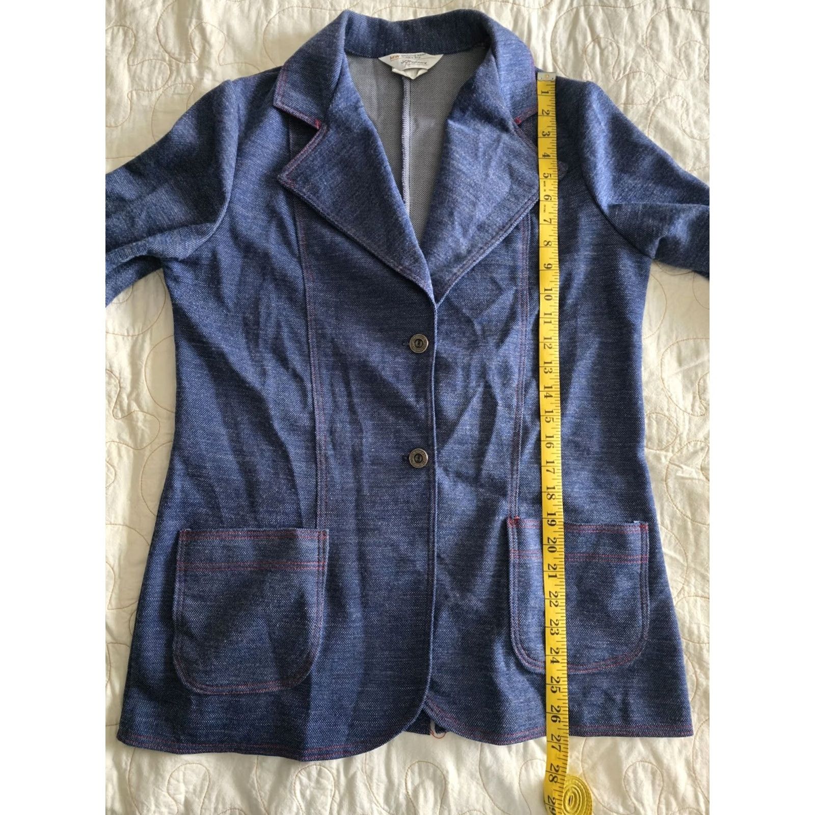 JCPenney VINTAGE 1970s JC Penney Fashions Blue Blazer Top Button Up Jacket Womens M/L Blue Western Jacket Women XS? Size M / US 6-8 / IT 42-44 - 7 Thumbnail