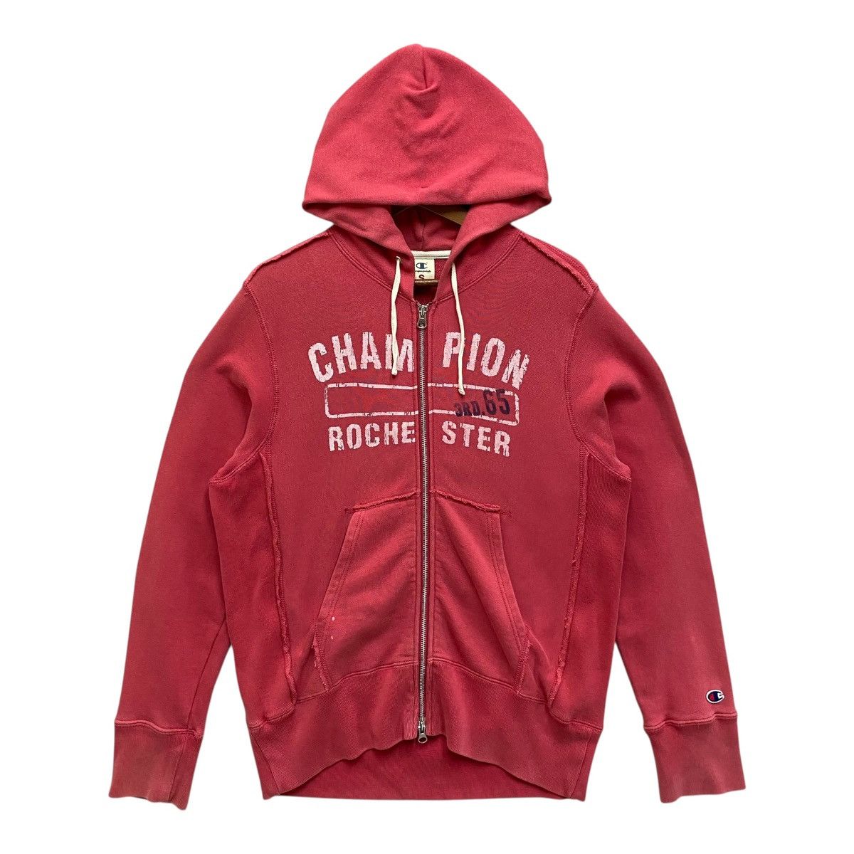 Champion Vintage Champion Rochester Zip Up Hoodie Distressed Style Size US S / EU 44-46 / 1 - 1 Thumbnail