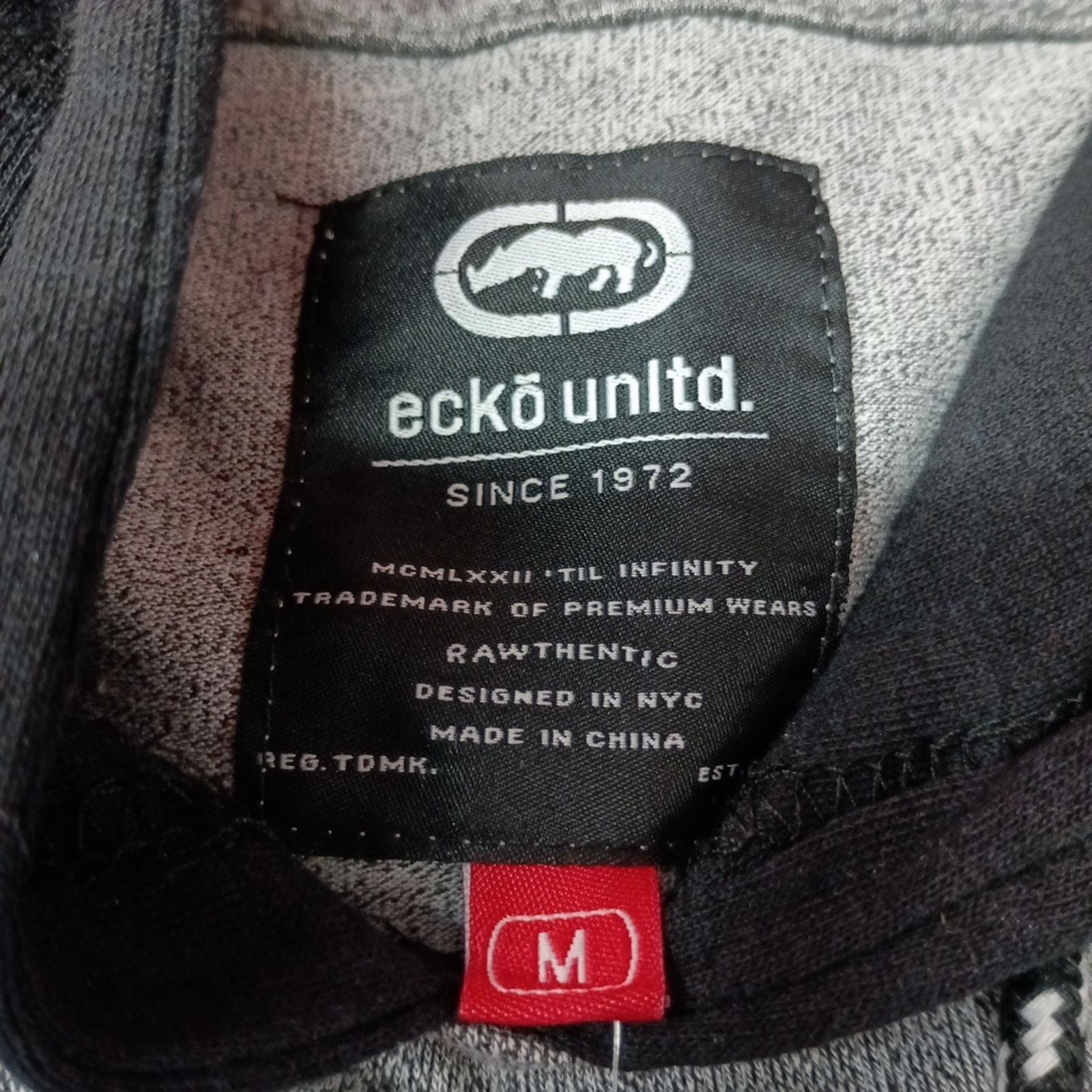 Marc Ecko Ecko Unltd Hoodie Men's M Gray Black Ecko Spellout Pouch Size US M / EU 48-50 / 2 - 4 Thumbnail