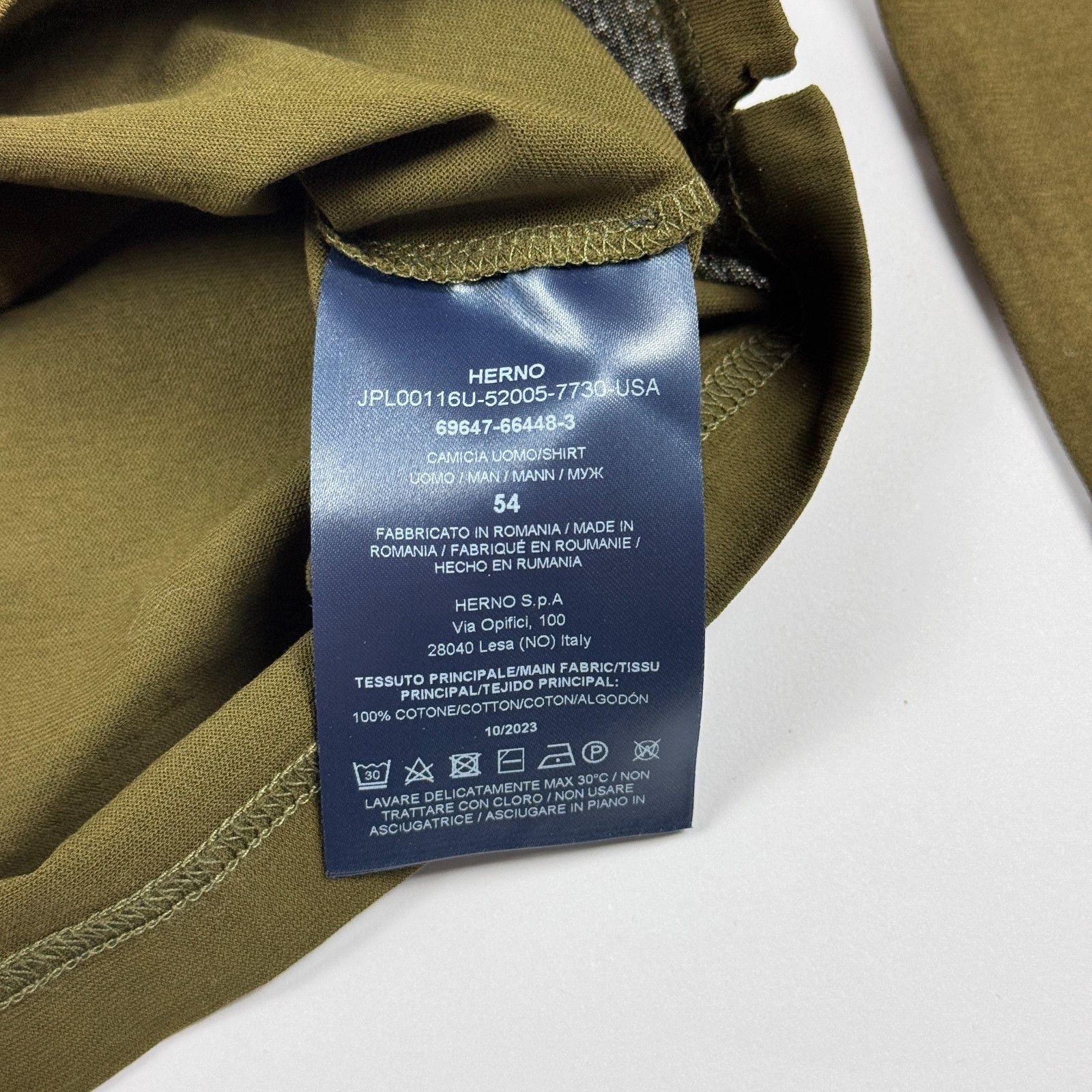 Herno Herno Olive Green Cotton Jersey Long Sleeve Shirt 54 XL Size US XL / EU 56 / 4 - 4 Thumbnail