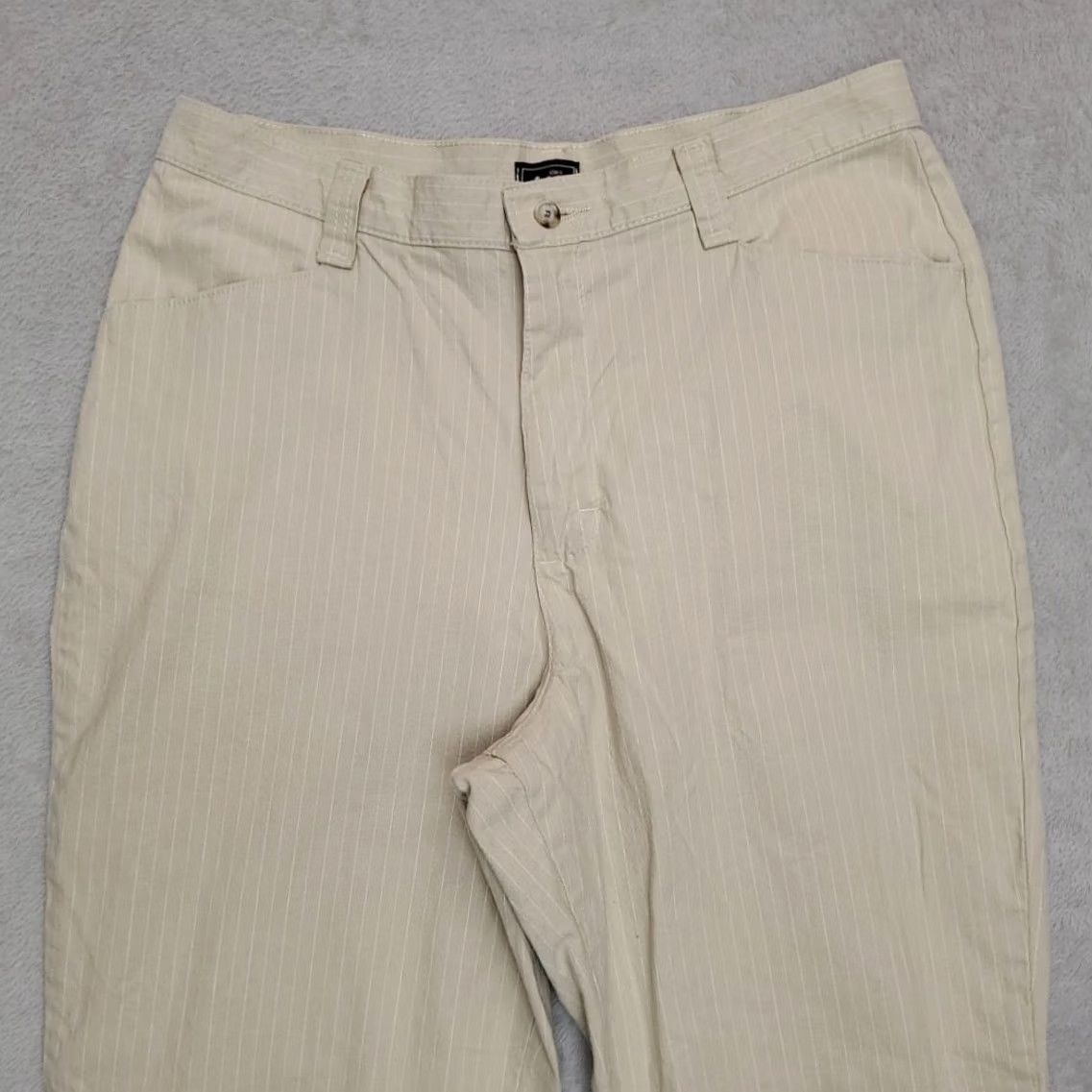 Lee VINTAGE Lee Pants Womens 14 M Beige Pin Striped Y2K 90s USA Fabric High Rise Pants Women 14 Beige Pin Striped High Rise Lee Size 36" / US 14 / IT 50 - 3 Thumbnail