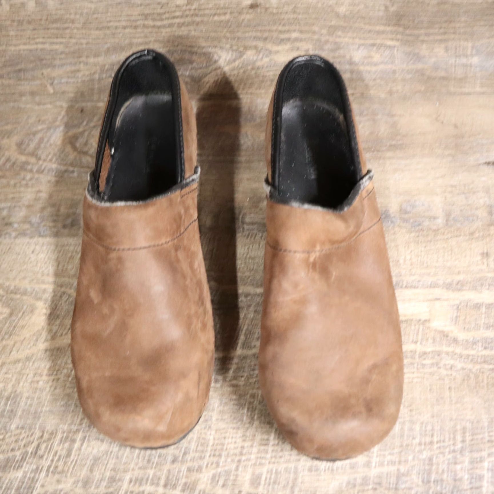 Vintage VINTAGE Björndal Women's Leather Wedge Clogs Slip-On Brown Medium 10 Shoes Size US 10 / IT 40 - 4 Thumbnail