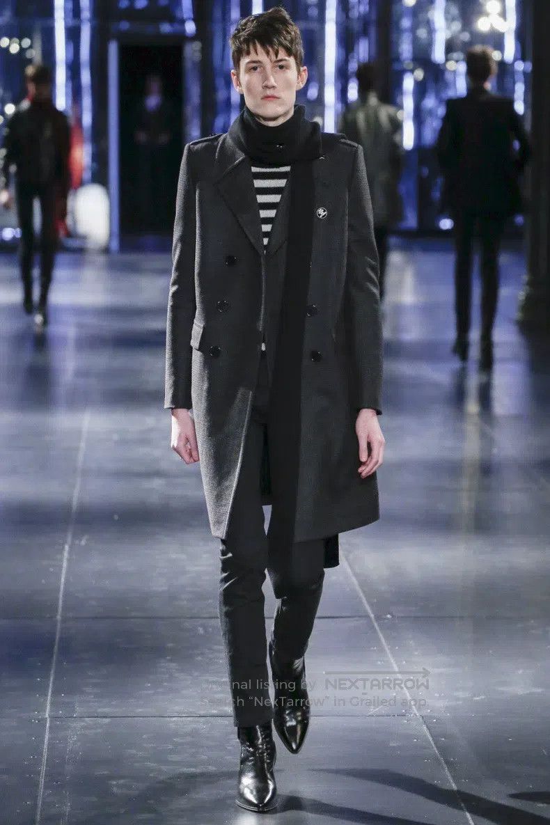 Saint Laurent Paris Saint Laurent Paris Gray Double-breasted Wool Coat Size US S / EU 44-46 / 1 - 7 Thumbnail