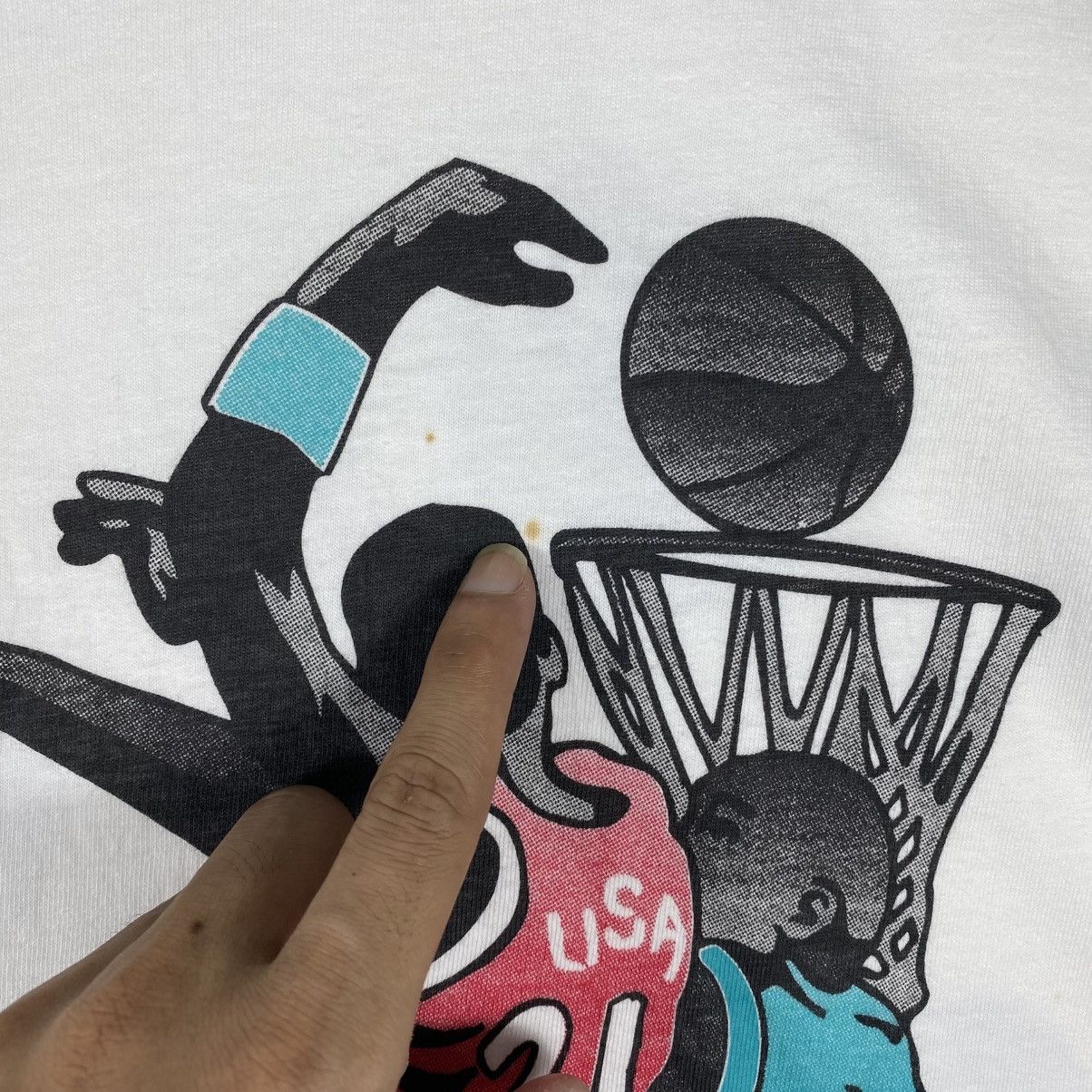 USA Olympics × Vintage Vintage 90's ATLANTA 1996 OLYMPICS Basketball Full Print Tee Size US XL / EU 56 / 4 - 5 Thumbnail