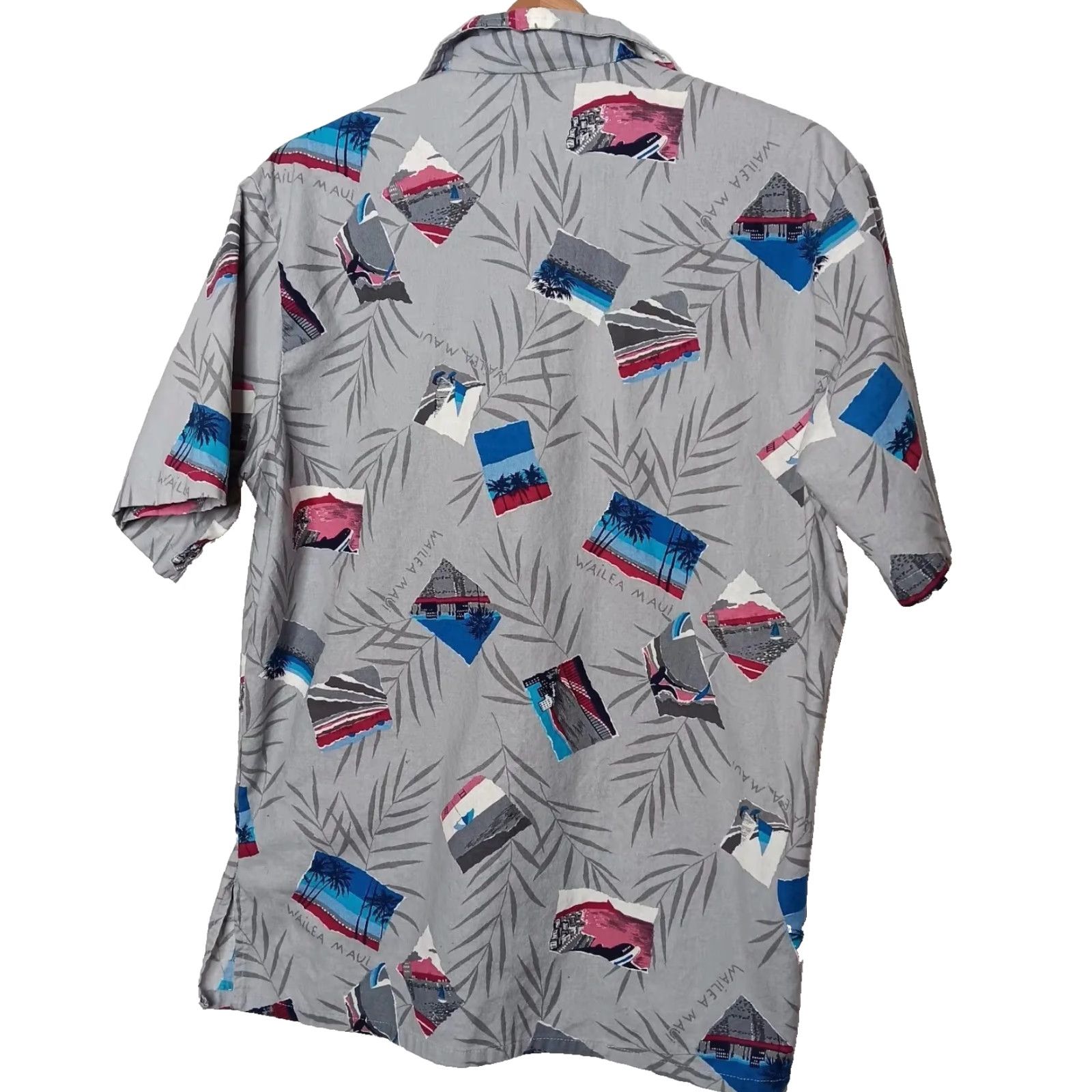 Jantzen VINTAGE Jantzen Hawaiian Shirt Smart 80s/90s Button-Up Short Sleeve Gray L Men Wailea Maui Aloha Beach Tropical Surfer Pattern Size US L / EU 52-54 / 3 - 2 Thumbnail