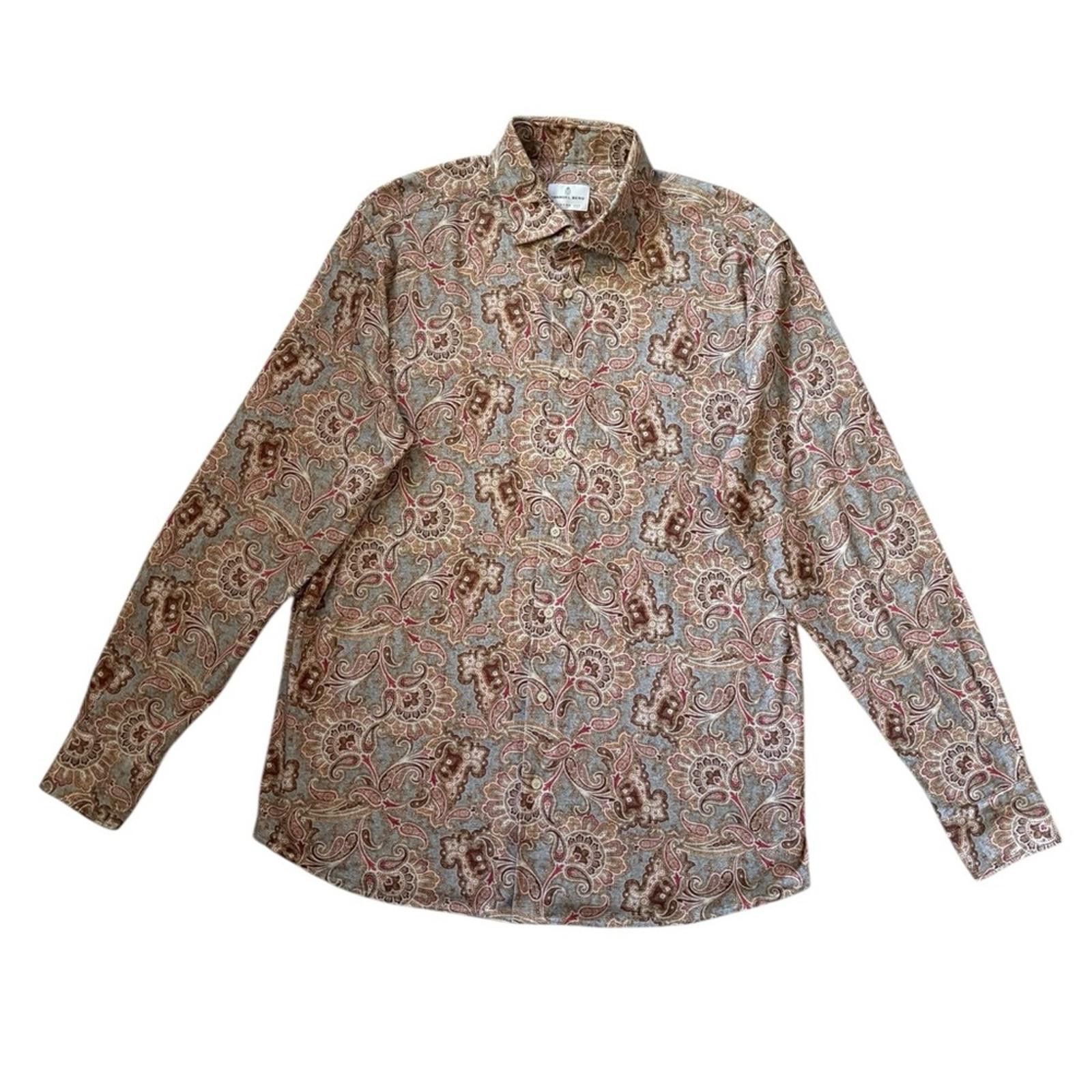 Other Emanuel Berg Luxury Modern Fit Jersey Knit Paisley Shirt Size US L / EU 52-54 / 3 - 2 Thumbnail