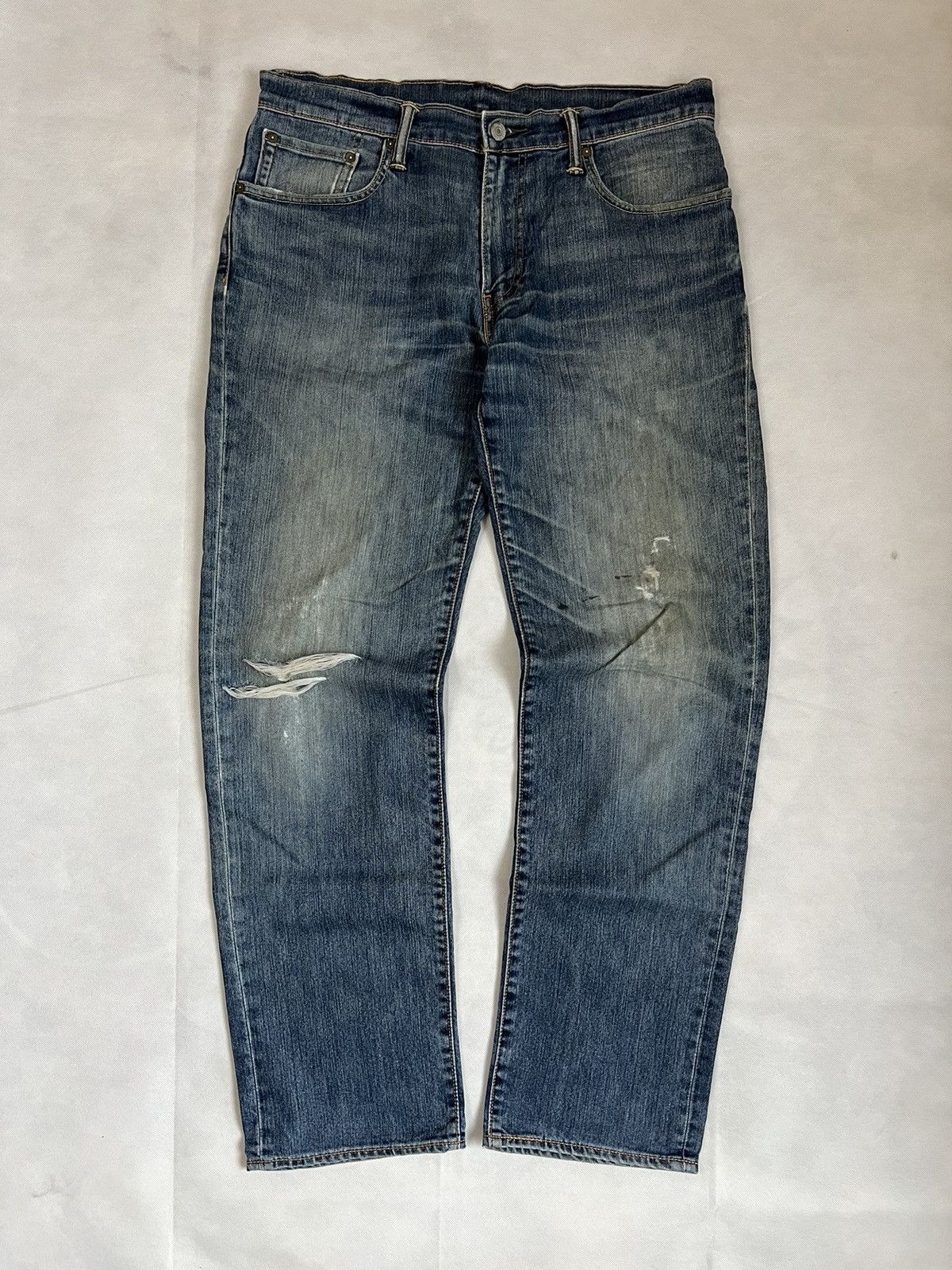 Levi's Vintage Clothing Vintage Levis 502 Blue Wash Distressed Denim Size US 35 - 1 Thumbnail