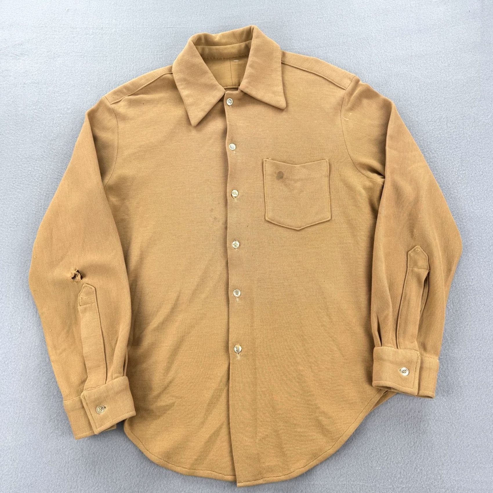 Vintage VINTAGE Wool Button Shirt Mens Large Brown Long Sleeve Workwear Distressed 70s US Army Mens Large Brown Long Sleeve Wool Button Shirt Size US L / EU 52-54 / 3 - 2 Thumbnail