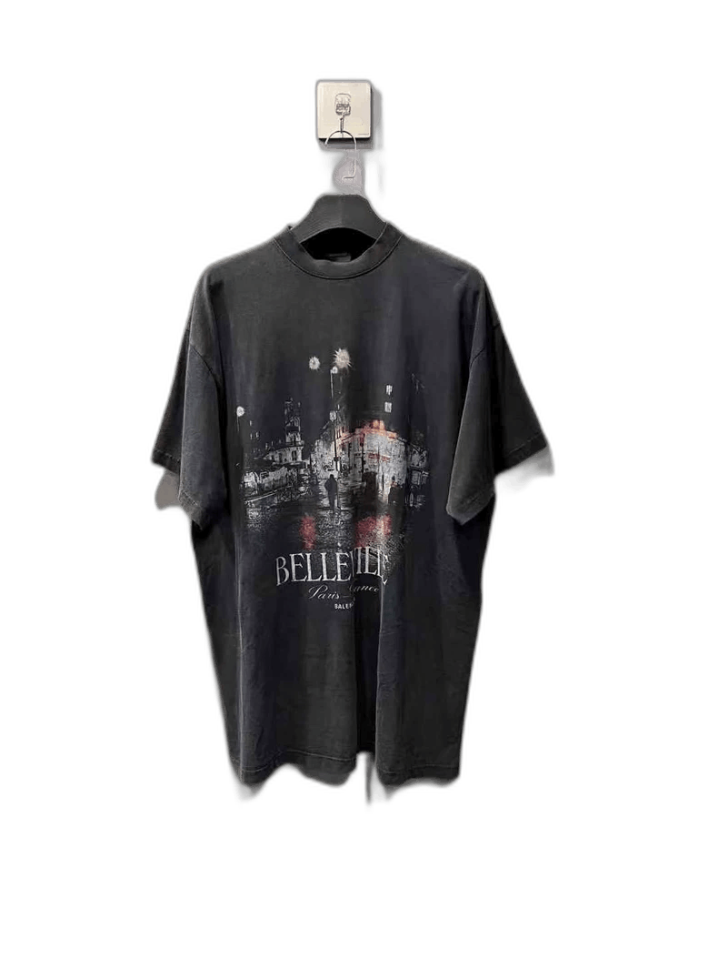 【BALENCIAGA】Oversized Short Sleeve T Shirt Washed Black BALENCIAGA: Oversized T-Shirt (Washed Black) | DSMG E-SHOP