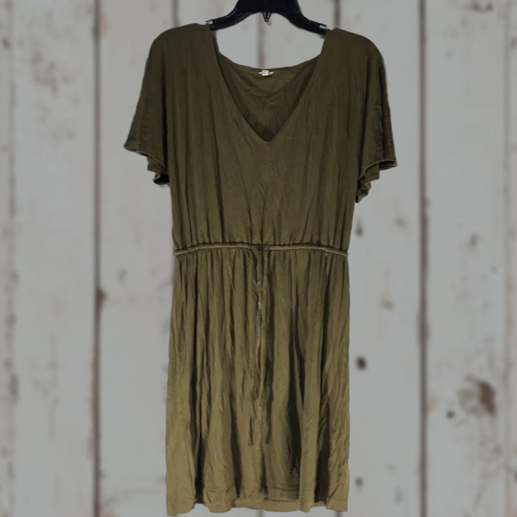 J.Crew J.CREW Gold Flutter Sleeve V-Neck Drawstring Knee Length Dress Womens Size S Casual Workwear Size S / US 4 / IT 40 - 1 Thumbnail