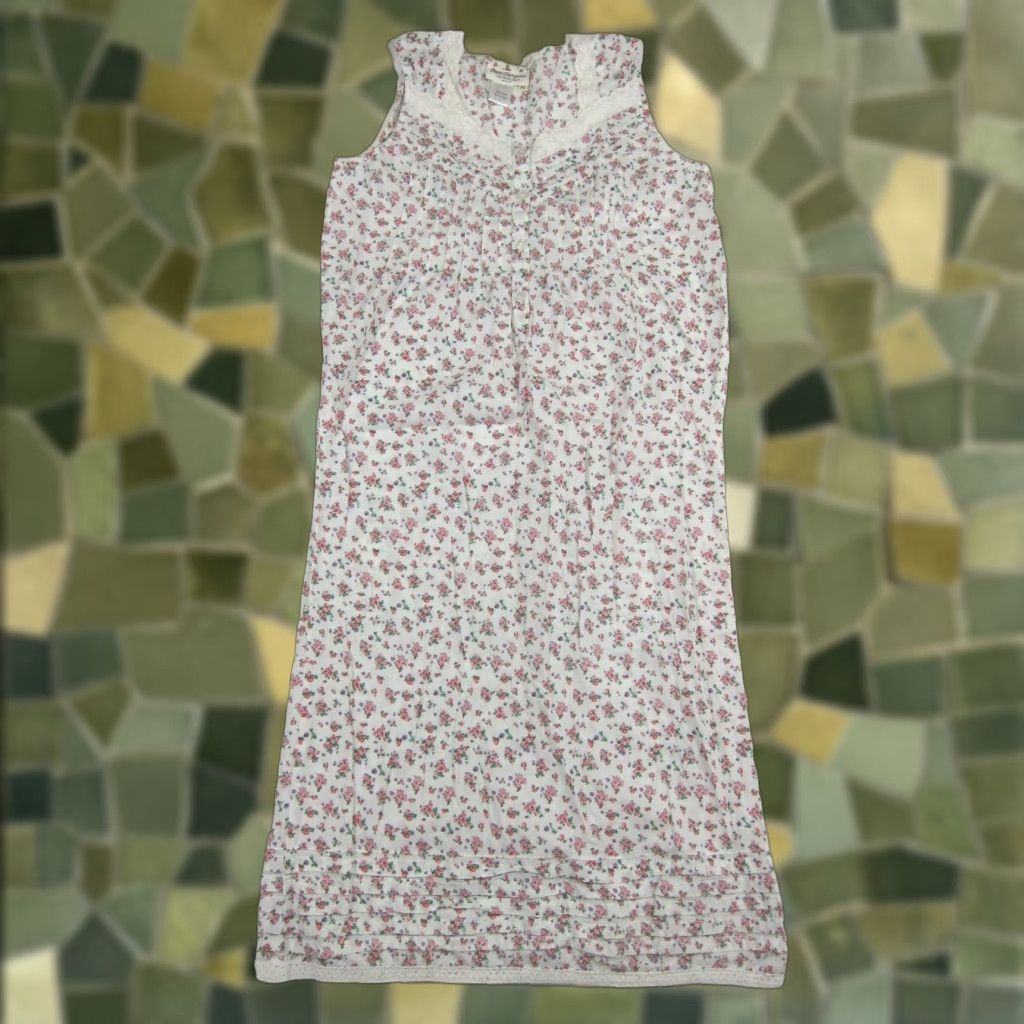Jim Thompson Norm Thompson 100% Cotton Nightgown Dress Women Pink Floral Embroidered Sleeveless PS Nightgown Dress Pink Floral Embroidered Size S / US 4 / IT 40 - 1 Thumbnail