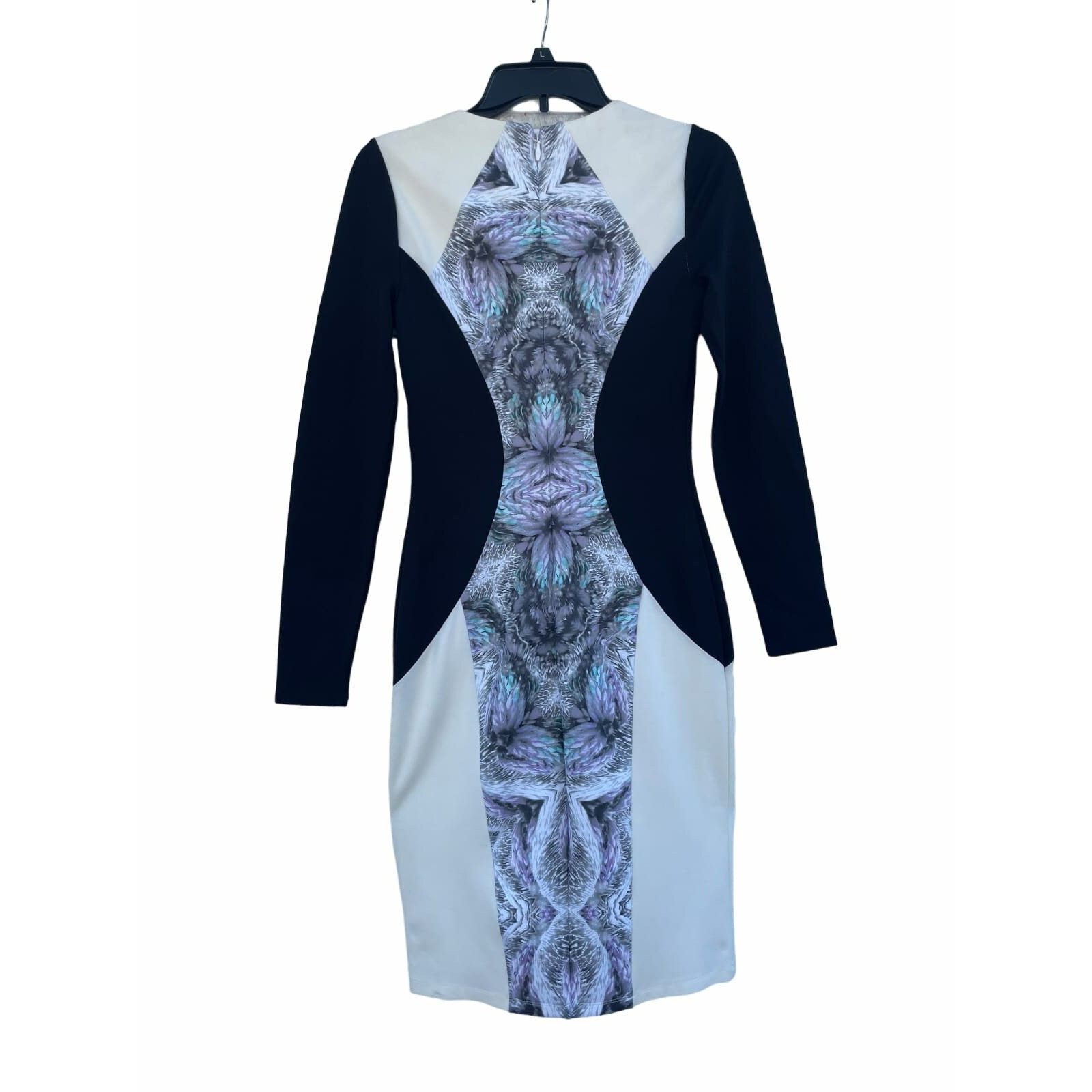 Bebe Size S Women's Bebe Black White Midi Long Sleeve printed nov Size S / US 4 / IT 40 - 5 Thumbnail