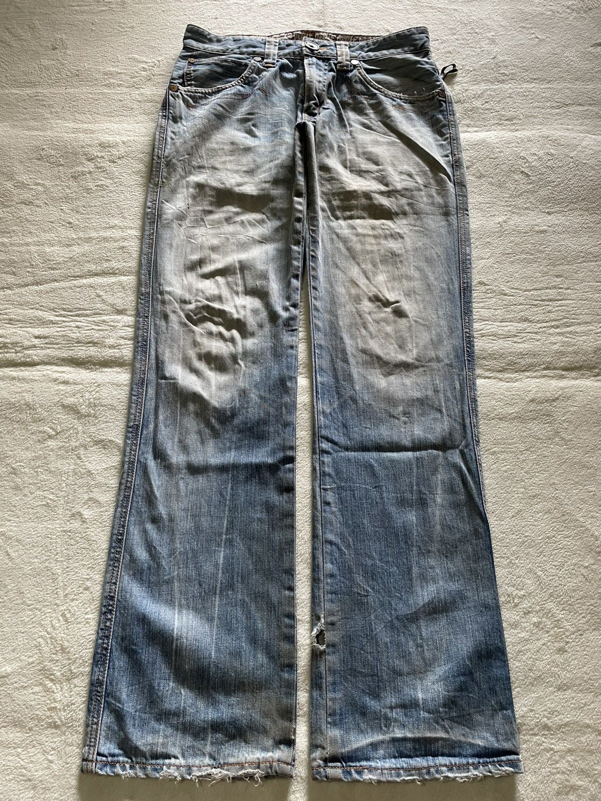 Edwin Vintage Edwin Boot Cut Mudwash Faded Distress Denim Jeans Size US 32 / EU 48 - 1 Thumbnail
