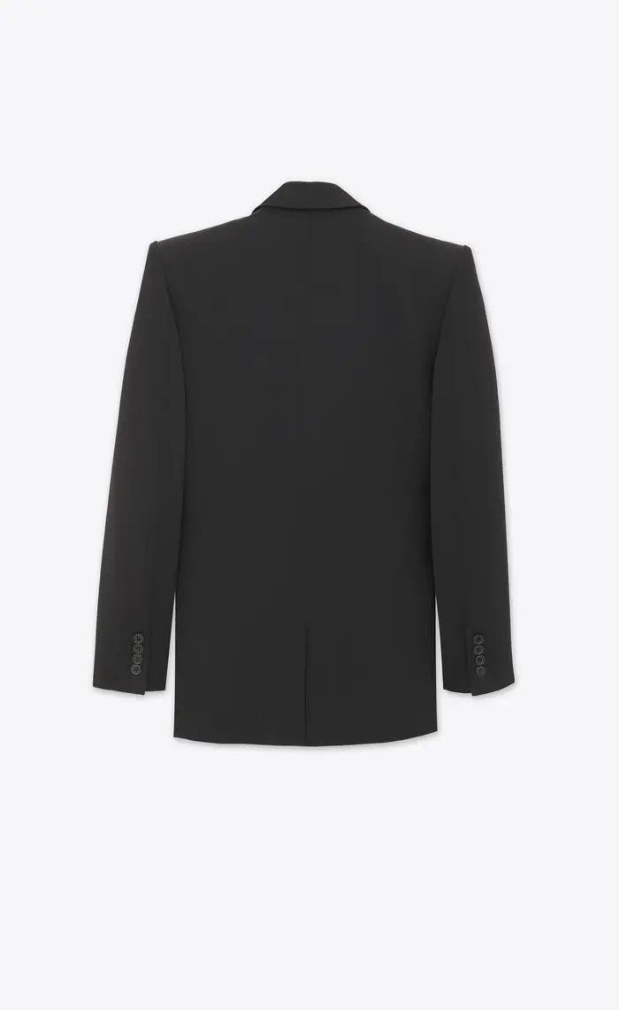 Saint Laurent Paris o1bcso1str0325 Jacket In Satin Wool in Black Size L / US 10 / IT 46 - 2 Thumbnail