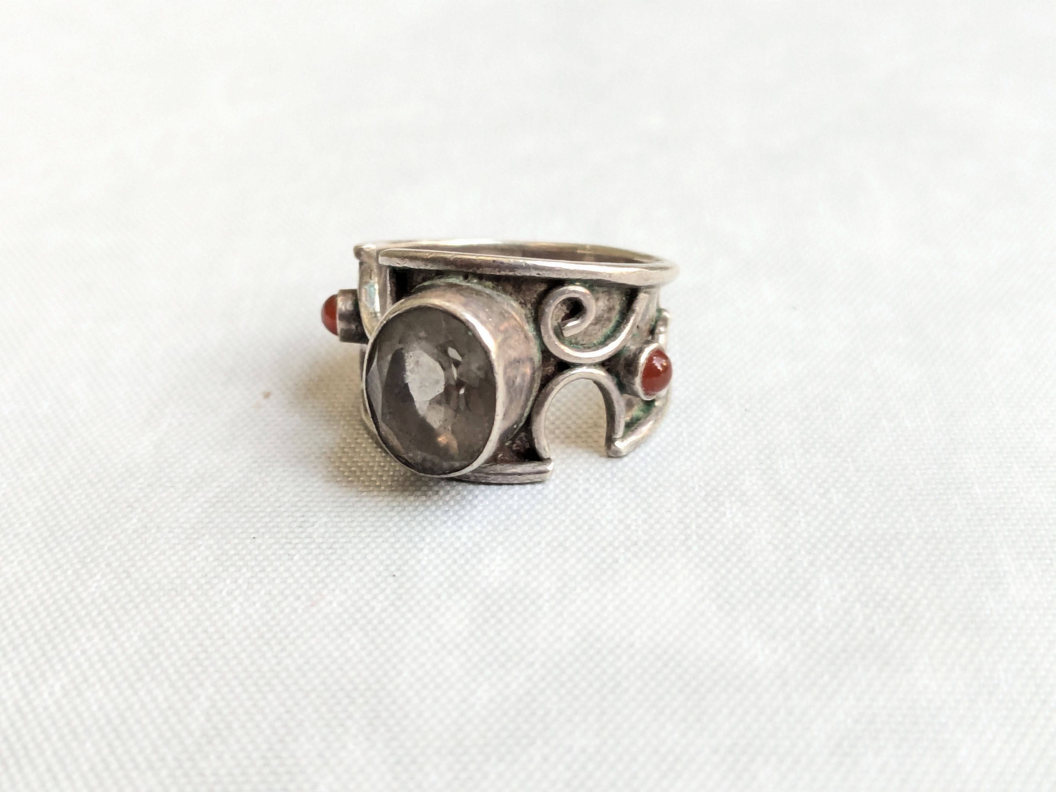 Jewelry Vintage Sterling Silver Quartz Carnelian 8 Size ONE SIZE - 4 Thumbnail