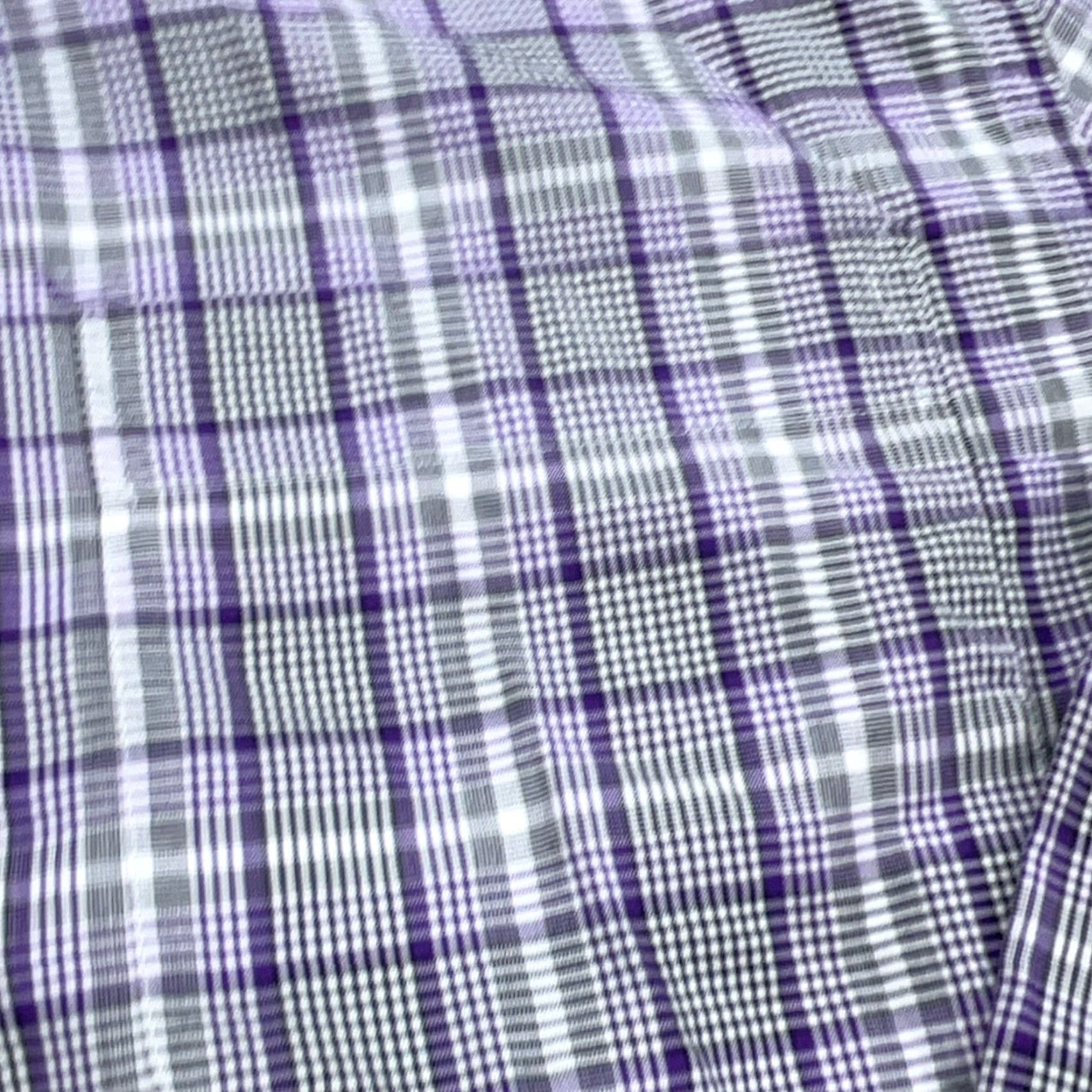 Peter Millar Peter Millar Shirt Men L Purple Button Up Plaid Dress Poplin Flat Pocket Size 42R - 5 Thumbnail
