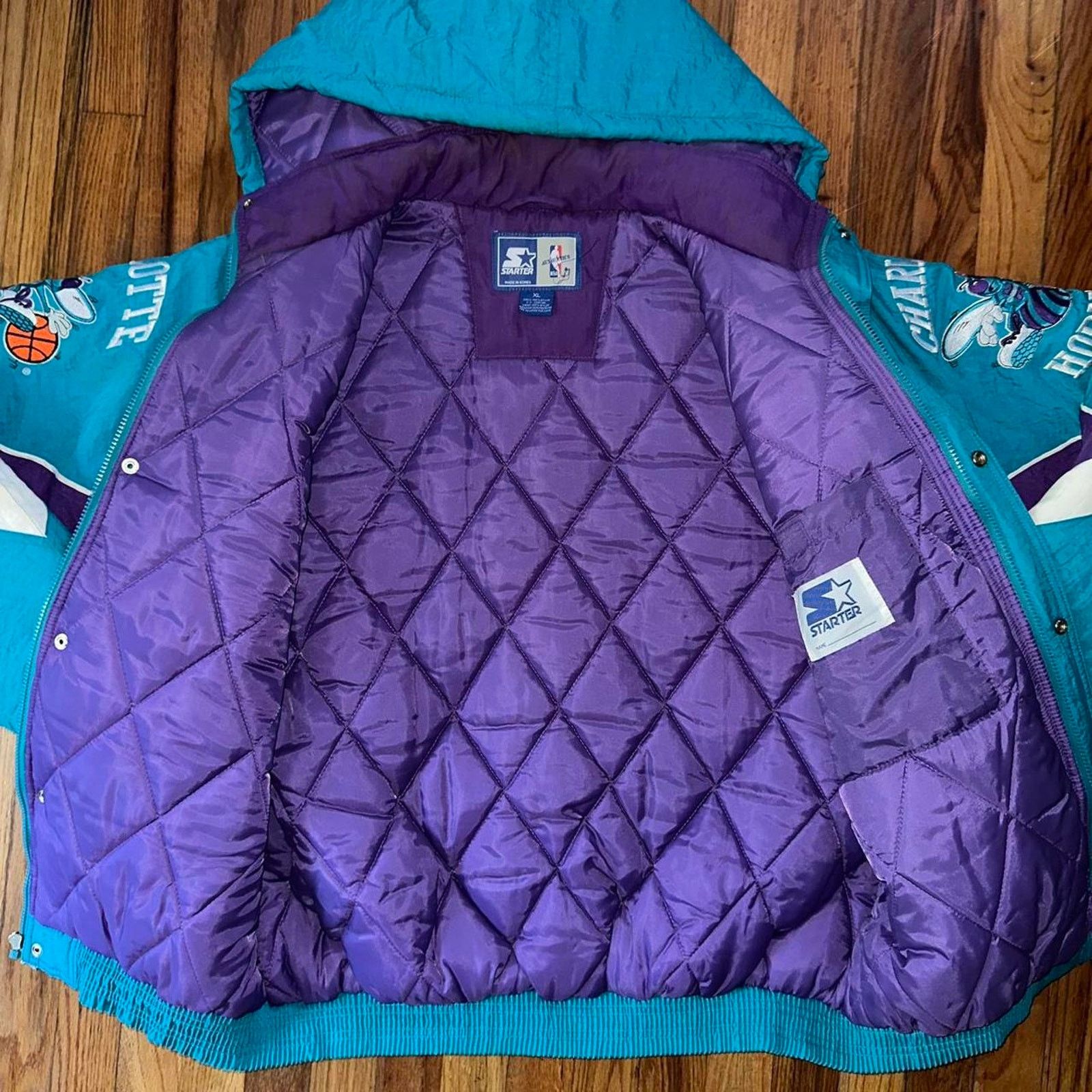 Vintage 90s Starter Charlotte Hornets Full Zip Jacket NBA XL