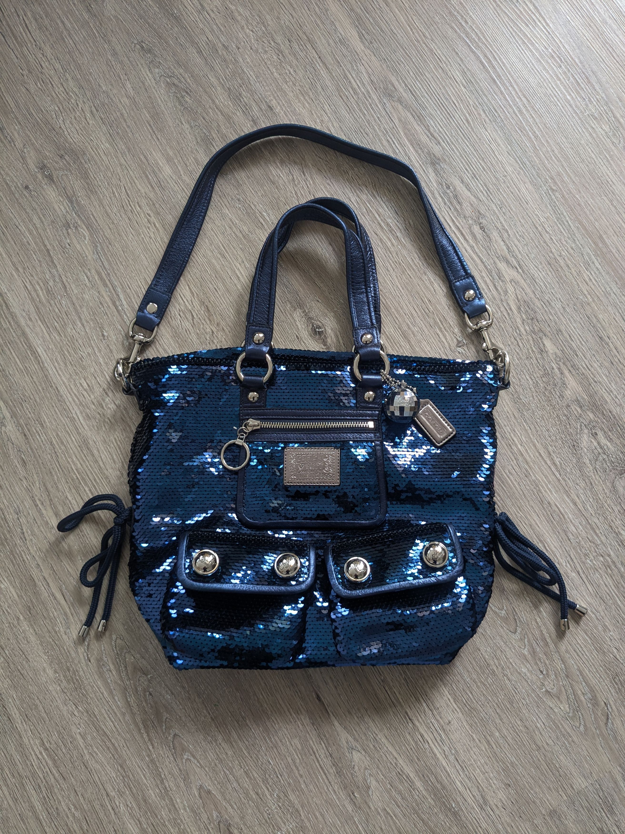 Coach Coach Poppy Spotlight Blue Sequin Shoulder Handbag Tote Size ONE SIZE - 2 Thumbnail