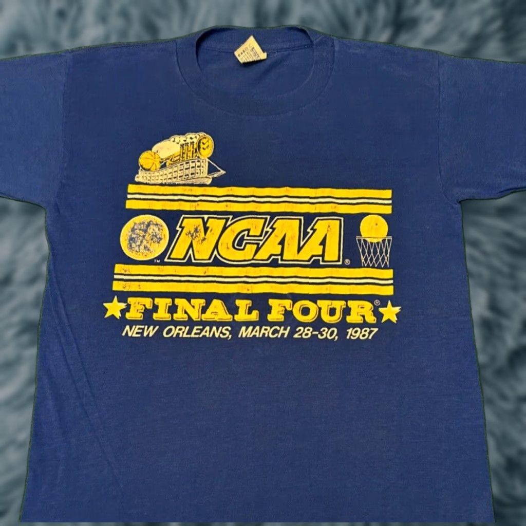 NCAA VINTAGE 80s Final Four NCAA 1987 New Orleans Basketball VTG Shirt M Blue Mens Shirt Size US M / EU 48-50 / 2 - 1 Thumbnail