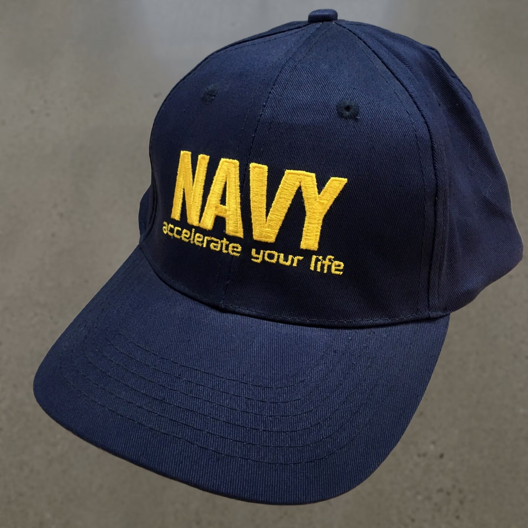Vintage USA Navy Baseball Hat Mens Blue OS Adjustable Curved Brim Embroidered Logo Size ONE SIZE - 1 Thumbnail