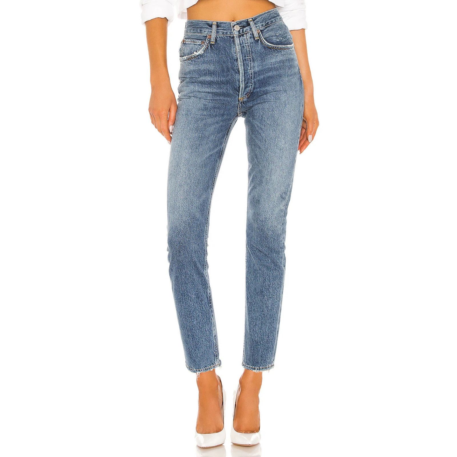 Agolde AGOLDE Riley High Rise Straight Crop Jean Frequency Wash Size 28" / US 6 / IT 42 - 1 Thumbnail