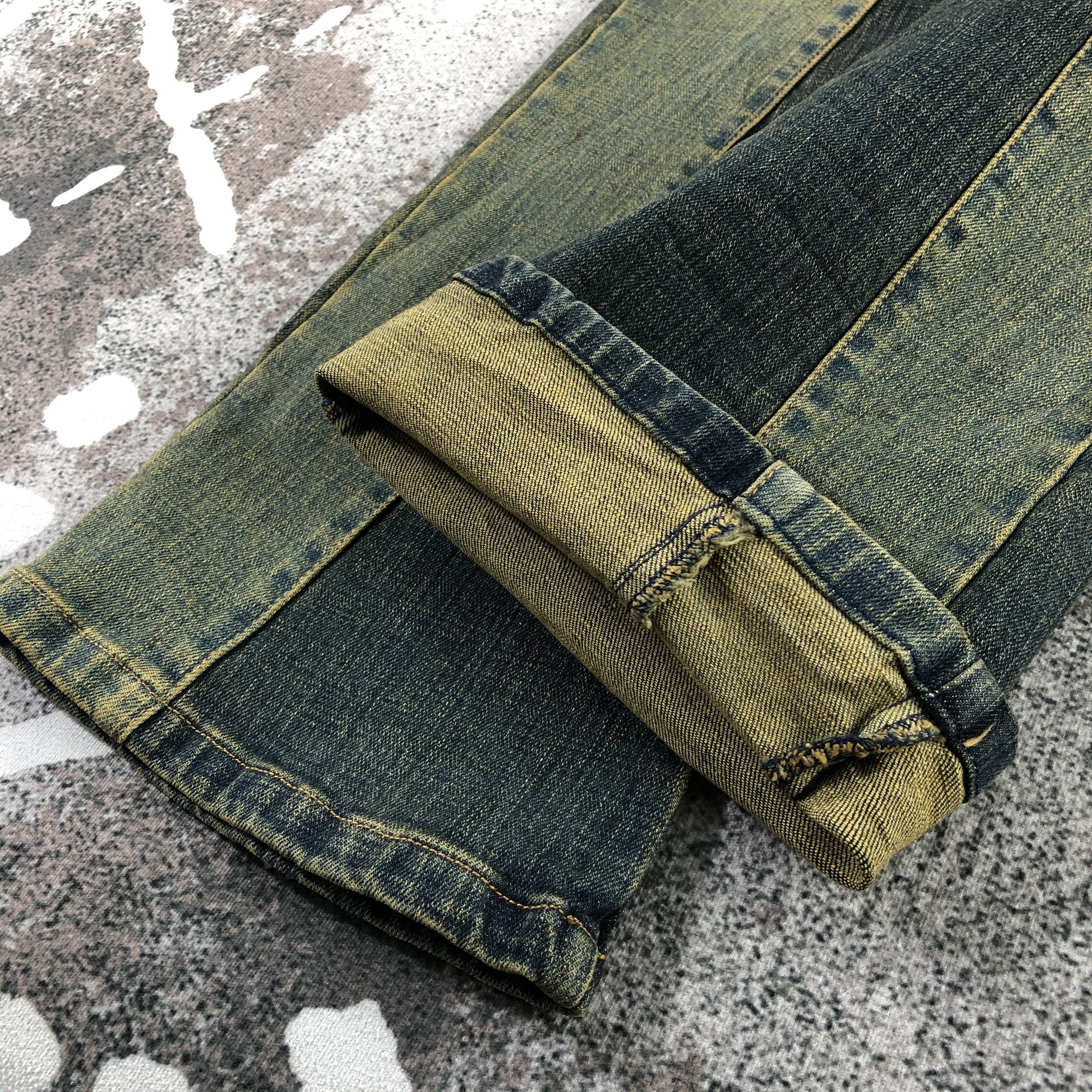 Japanese Brand Browdwin Jeans Patchwork Rusty Wash Flare Denim KJ1332 Size US 28 / EU 44 - 5 Thumbnail