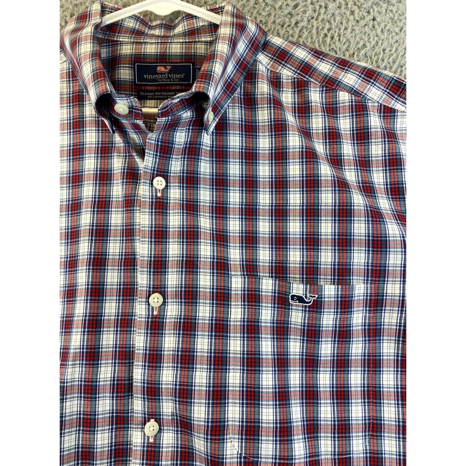 Vineyard Vines VINEYARD VINES Classic Fit Plaid Button-Up Shirt XL Burgundy Gingham Mens Size US XL / EU 56 / 4 - 4 Thumbnail