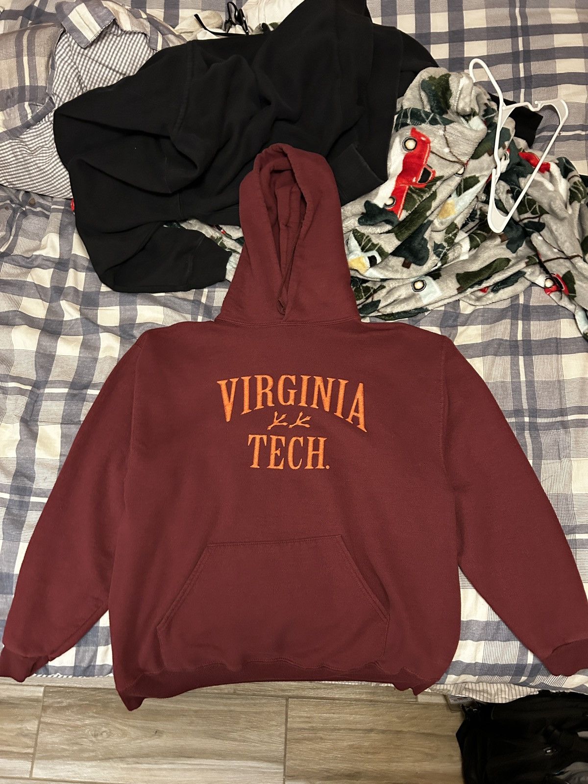 Jerzees × Vintage MAROON VIRGINIA TECH HOODIE Size US L / EU 52-54 / 3 - 1 Thumbnail