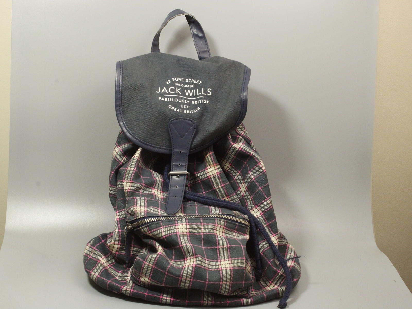 Jack Wills Jack Wills Plaid Backpack with Leather Trim Size ONE SIZE - 1 Thumbnail