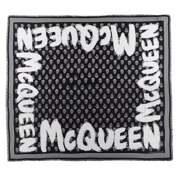 Alexander McQueen o1g2r1mq0824 Size: OS / Graffiti Biker Foulard Black Ivory Size ONE SIZE - 2 Thumbnail