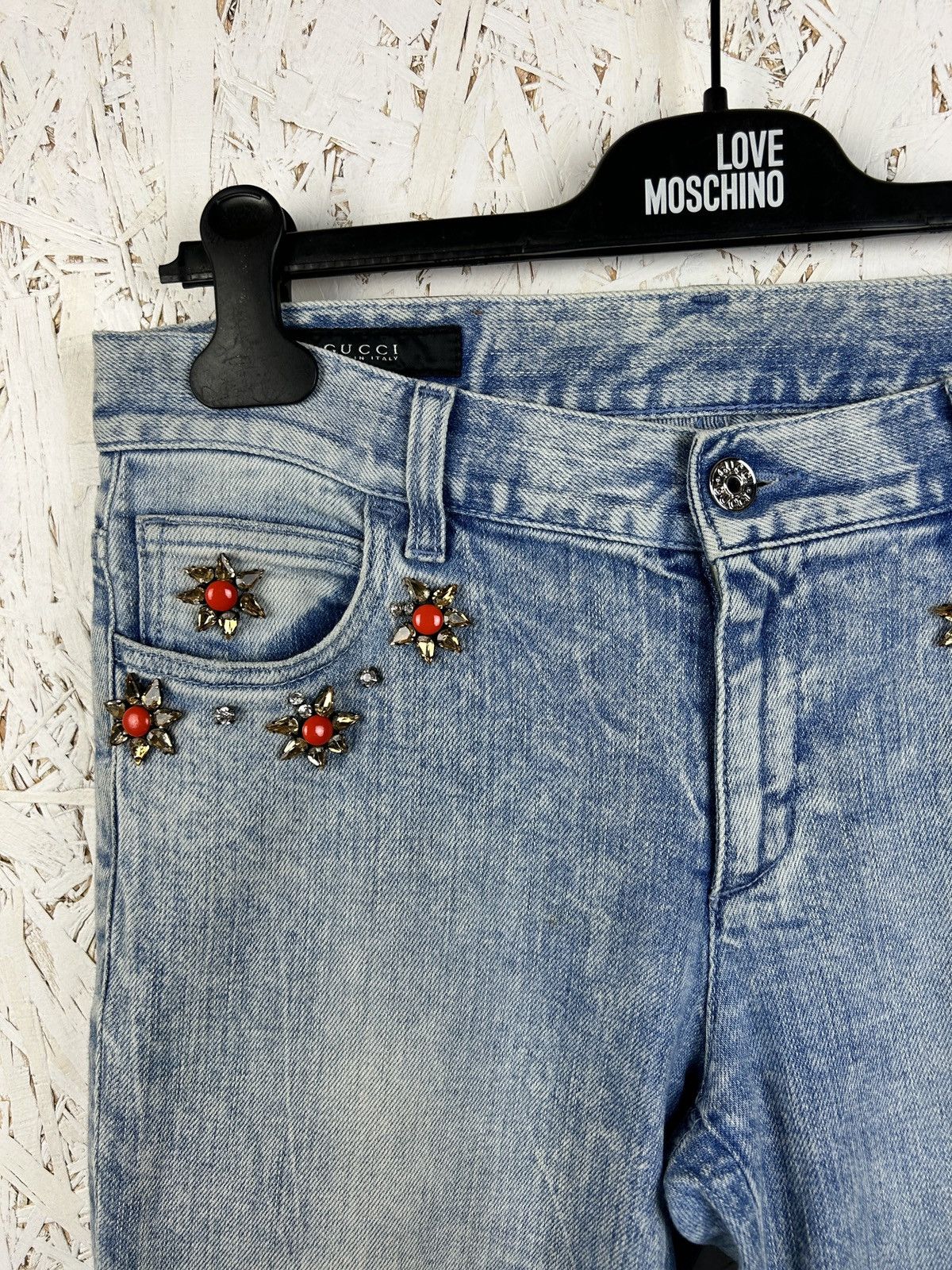 Gucci Gucci 60’s Skinny Flower Applique Denim Jeans Size 26" / US 2 / IT 38 - 2 Thumbnail