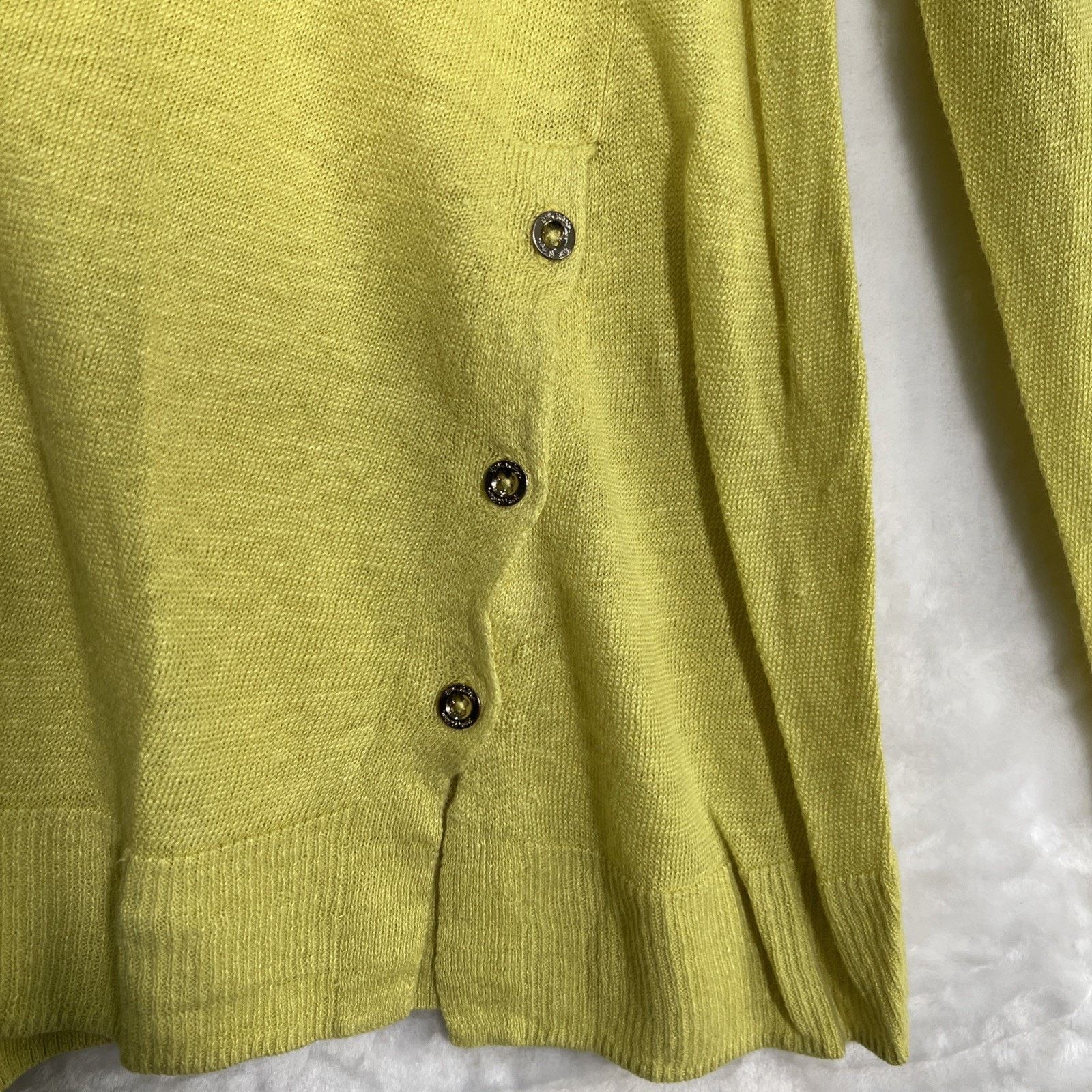 Lilly Pulitzer Lilly Pulitzer V Neck Linen Sweater Yellow Green Lightweight Size XL / US 12-14 / IT 48-50 - 6 Thumbnail