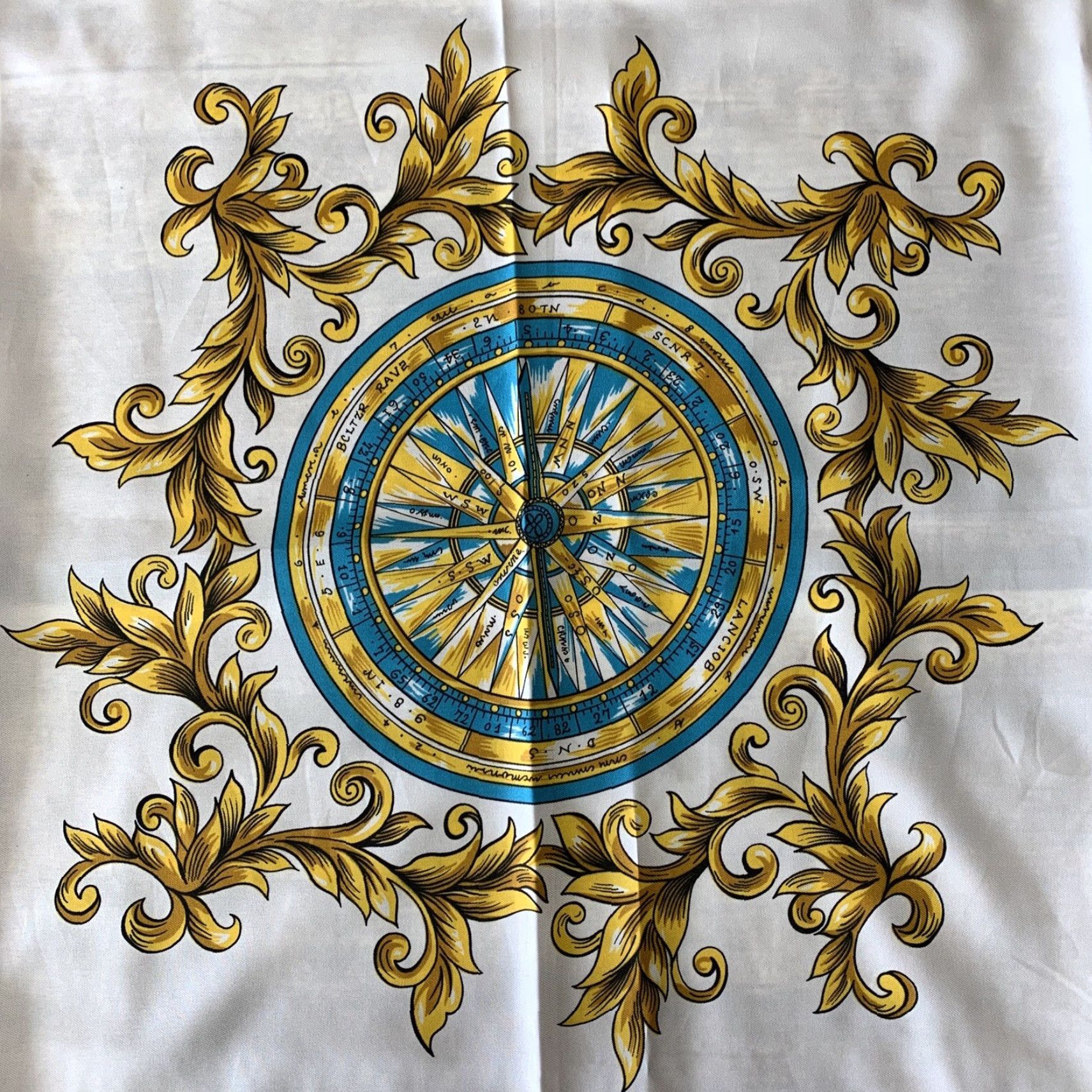 Vintage Womens Scarf Nautical Navy Blue Compass Anchors Fashion Polyester Sheer 30 x 30 Size ONE SIZE - 3 Thumbnail
