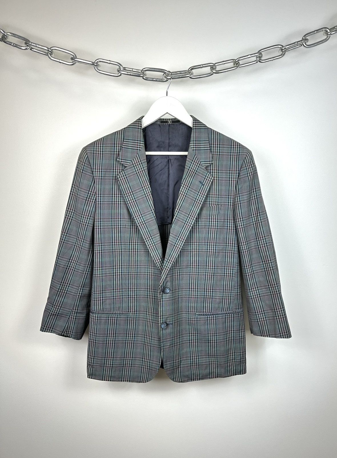 Valentino Vintage 90s Valentino Uomo Checkered Luxury Blazer Jacket Size 42R - 1 Thumbnail