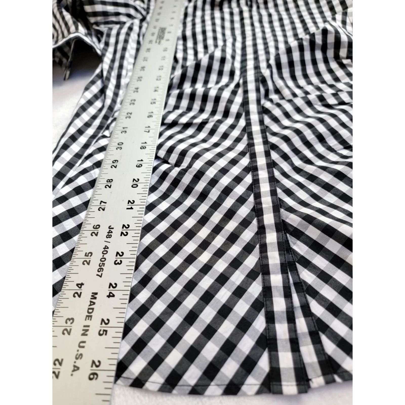 Vintage Lafayette 148 Women's Leigh Gingham 3/4 Sleeve Button Up Shirt Black/White 8 Size M / US 6-8 / IT 42-44 - 7 Thumbnail