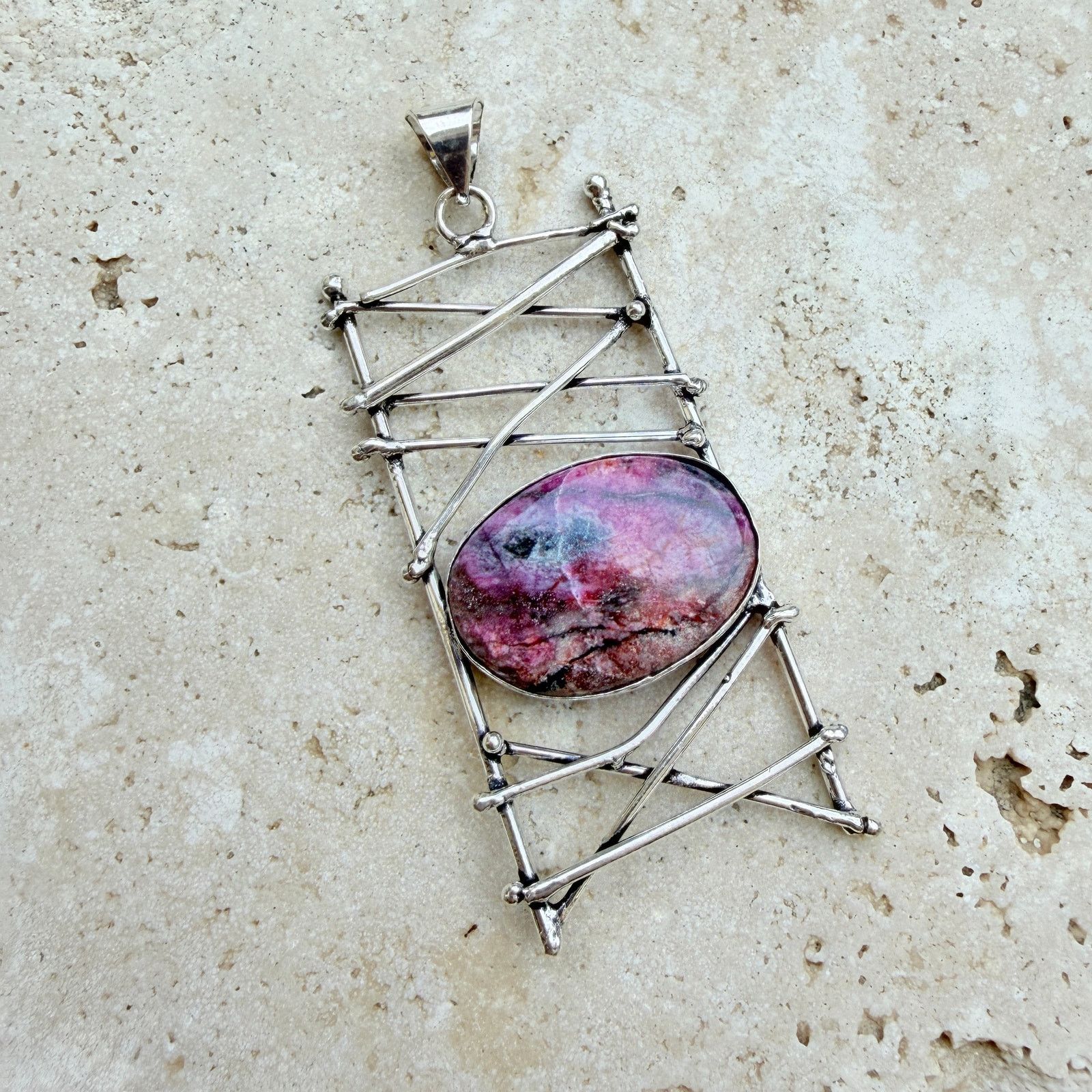 The Unbranded Brand Cobalt Calcite Abstract Pendant 925 Silver Overlay Size ONE SIZE - 1 Thumbnail