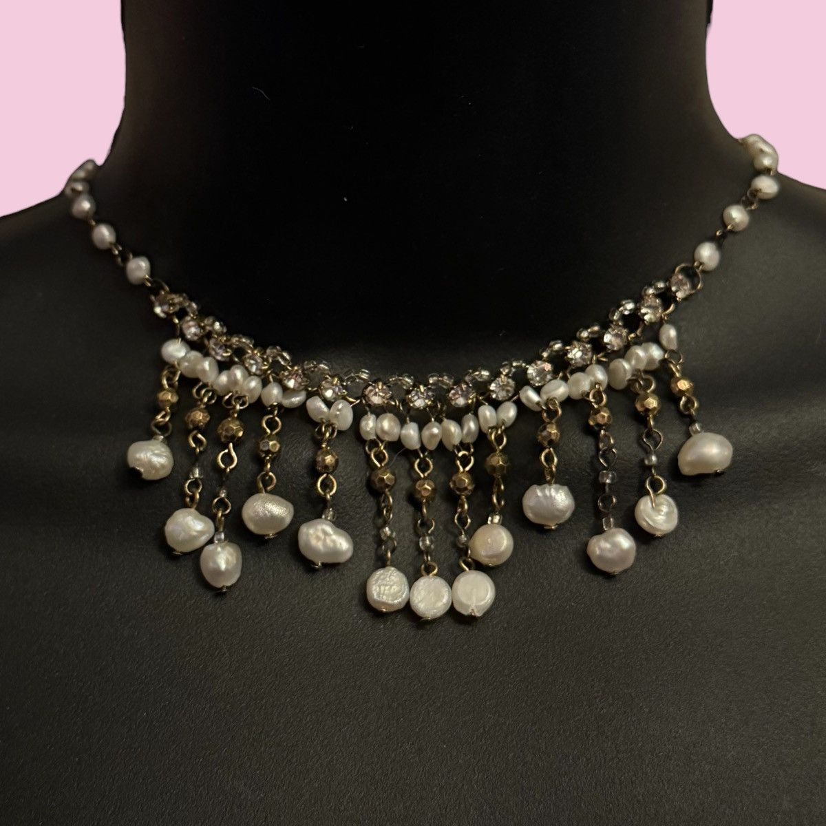 Other Rhinestones and freshwater pearls dangle necklace Size ONE SIZE - 1 Thumbnail