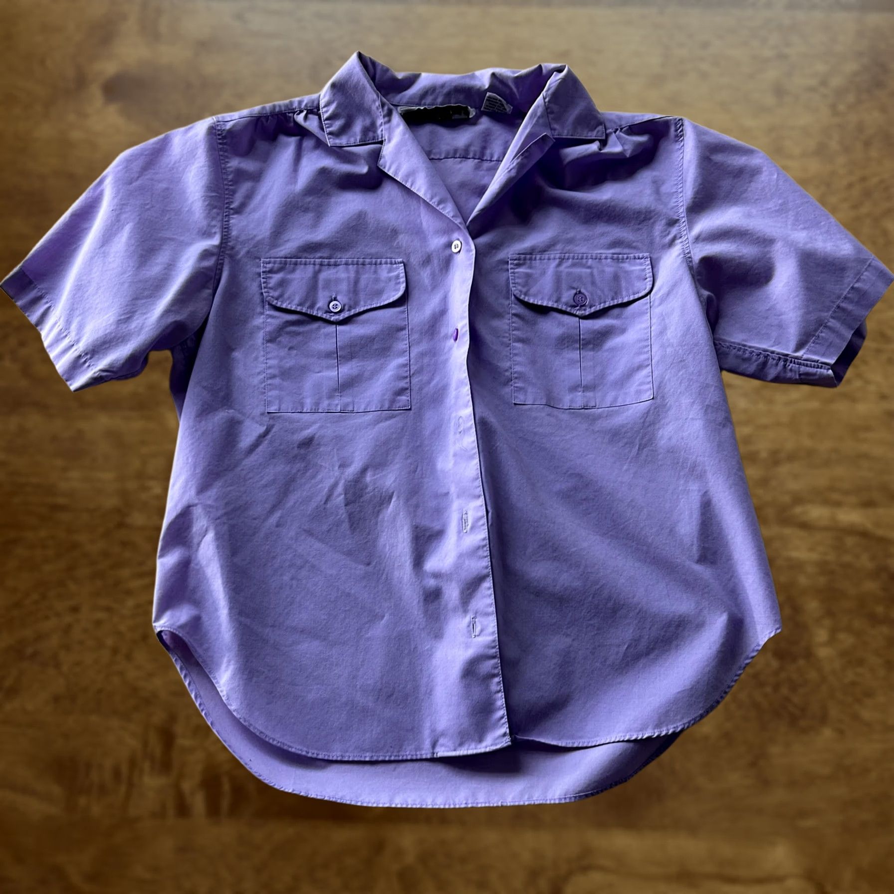 Vintage Hunter's Glen Shirt Womens 36 Purple Solid Short Sleeve Button-Up Collared Top Size XS / US 0-2 / IT 36-38 - 1 Thumbnail