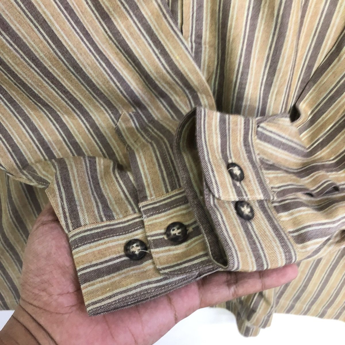 Lancel Vintage Lancel earth-toned striped Button Shirt Size US XL / EU 56 / 4 - 5 Thumbnail