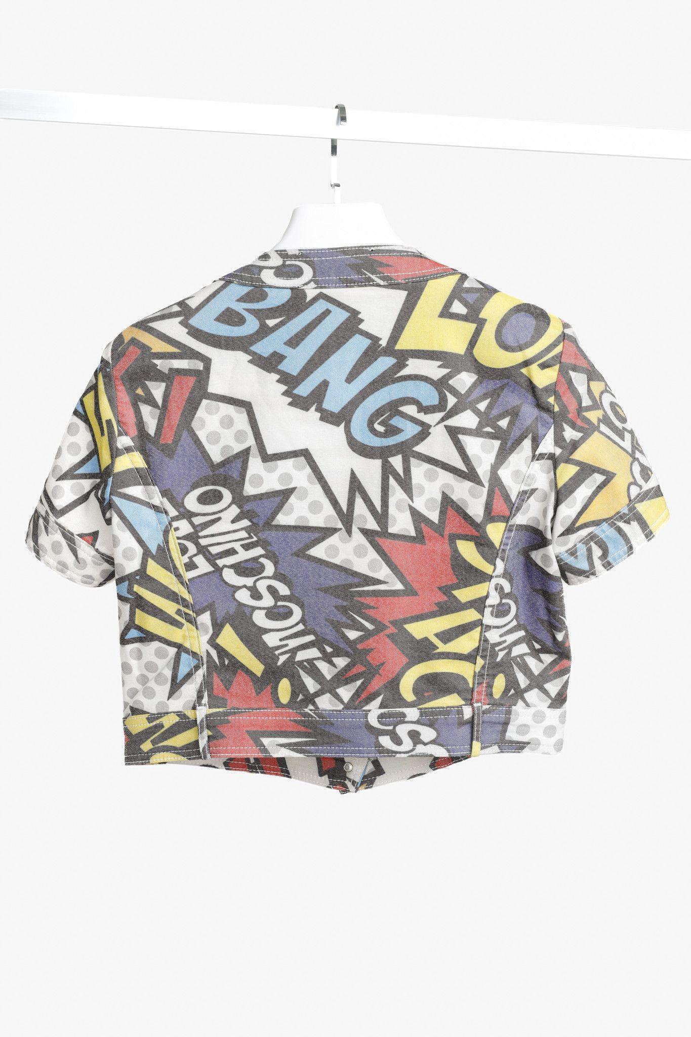Love Moschino Love Moschino Comic Short Sleeve Denim Jacket with Pins Size M / US 6-8 / IT 42-44 - 2 Thumbnail