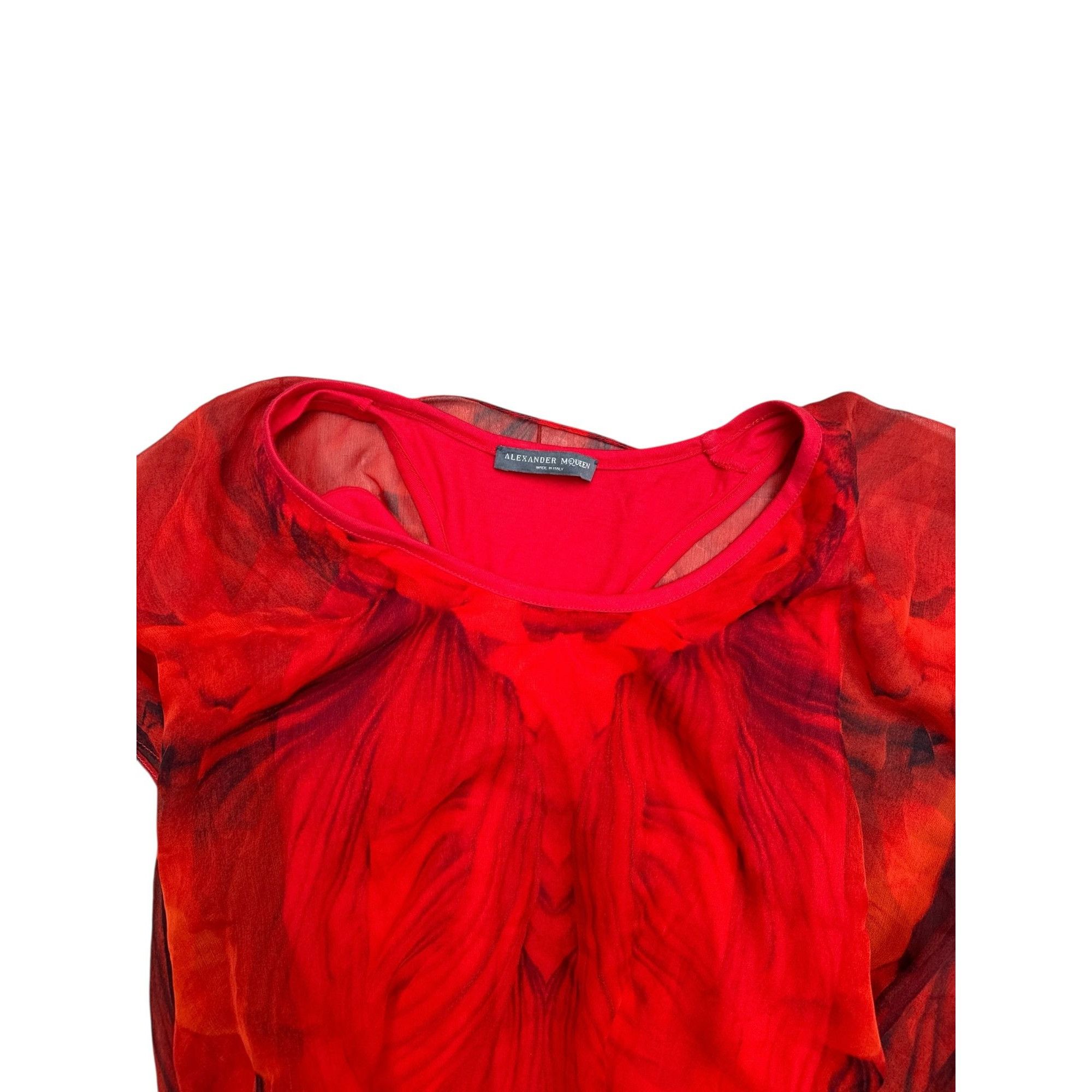 Alexander McQueen Resort 2011 Red Silk Blouse Size S / US 4 / IT 40 - 4 Thumbnail