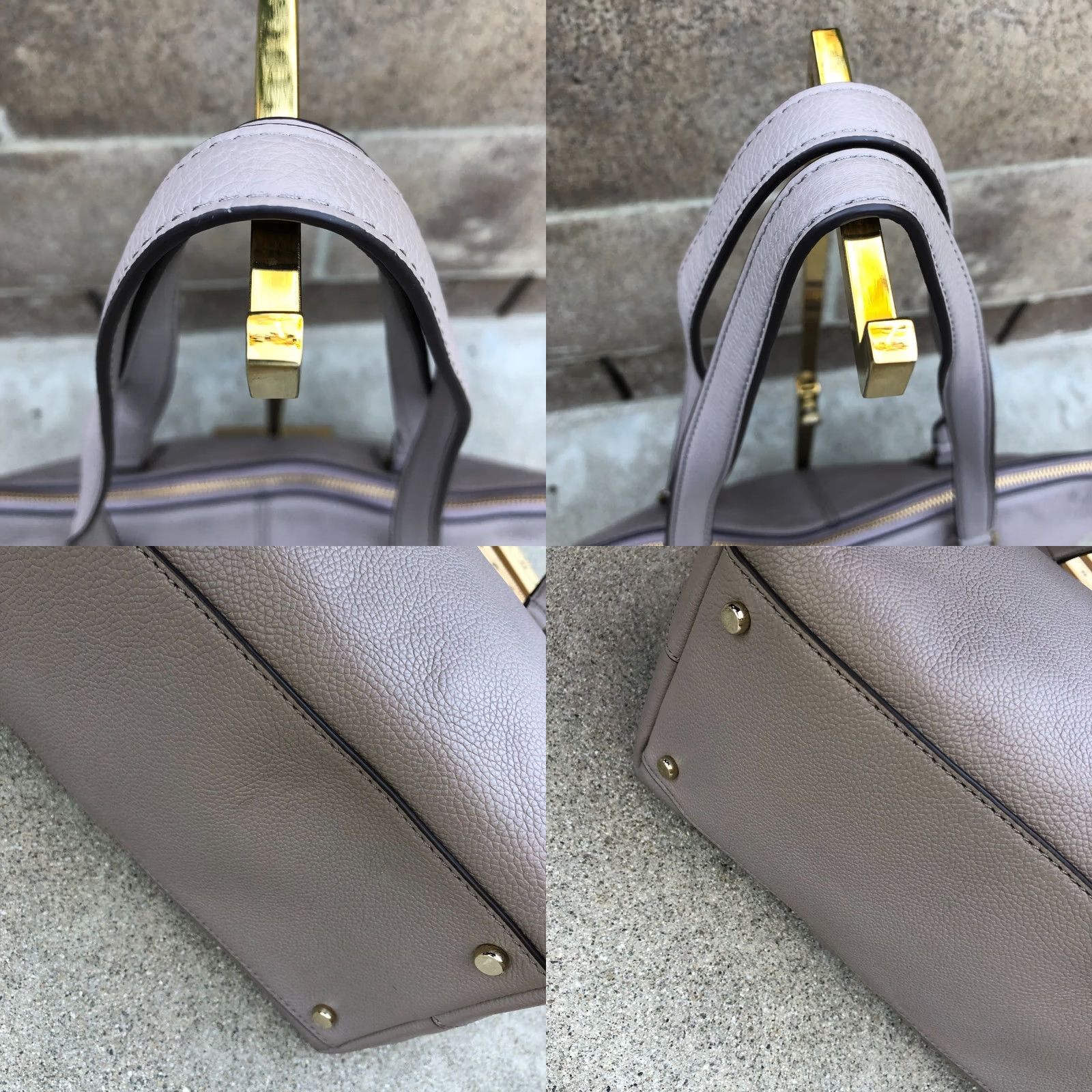Vintage KATE SPADE Penny Larchmont Avenue Tote Purse Beige Leather Shoulder Hand Bag Women's Large 16 W x 10 H x 5 D Size ONE SIZE - 8 Thumbnail