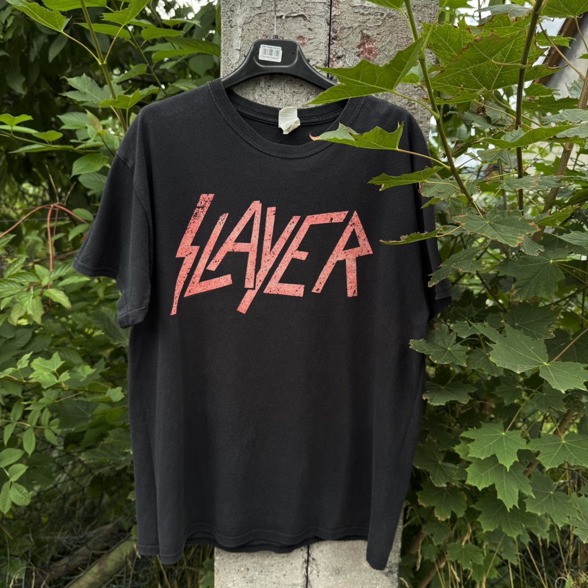 Slayer 00s Slayer Washed Logo Band thrash metal faded tee death Size US L / EU 52-54 / 3 - 9 Thumbnail