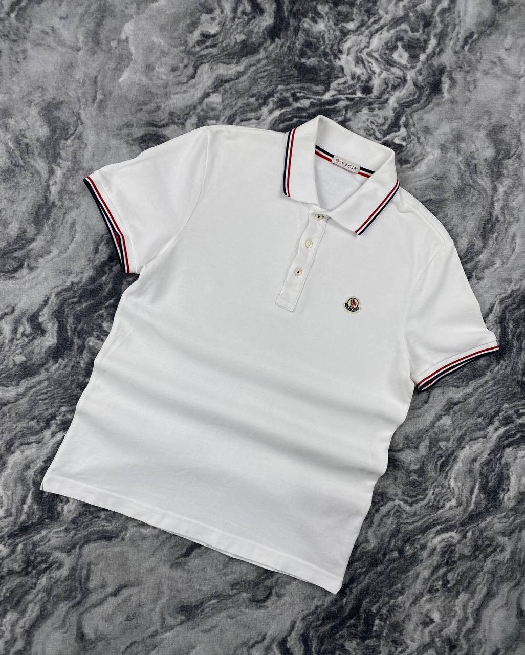 Moncler Maglia Polo Manica Corta Shirt Men Size S White