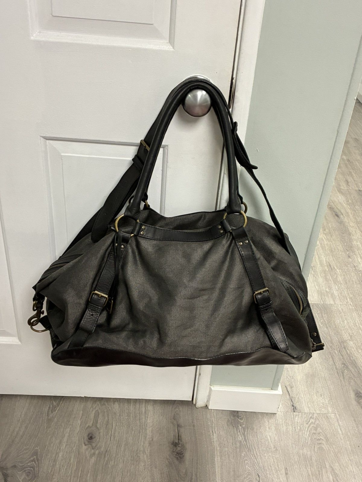 John Varvatos Canvas Leather Duffle Bag Size ONE SIZE - 7 Thumbnail