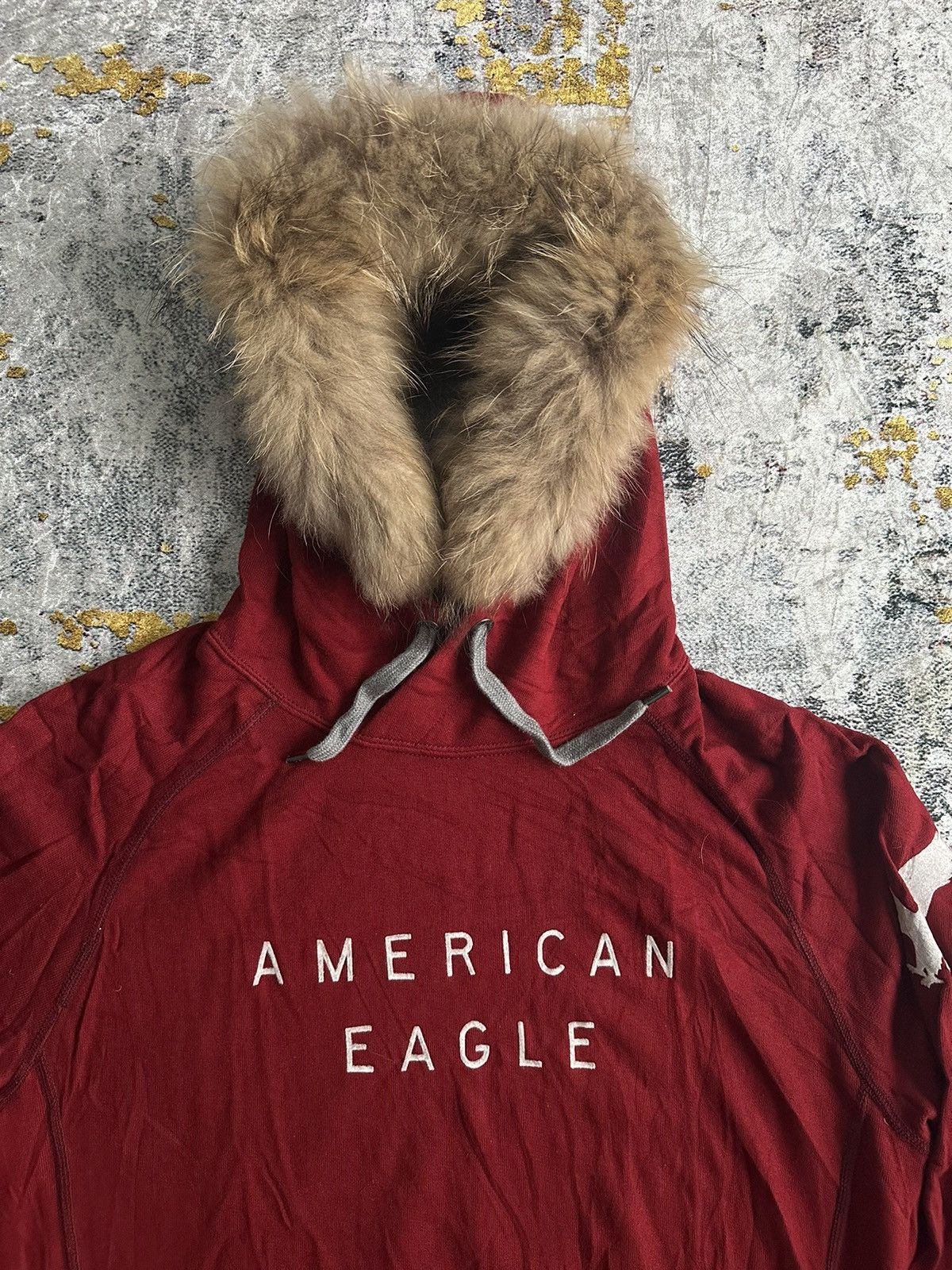 American Eagle Outfitters AMERICAN EAGLE DARK RED FUR HOODIE IFSIXWASNINE LGB STYLE Size US L / EU 52-54 / 3 - 2 Thumbnail