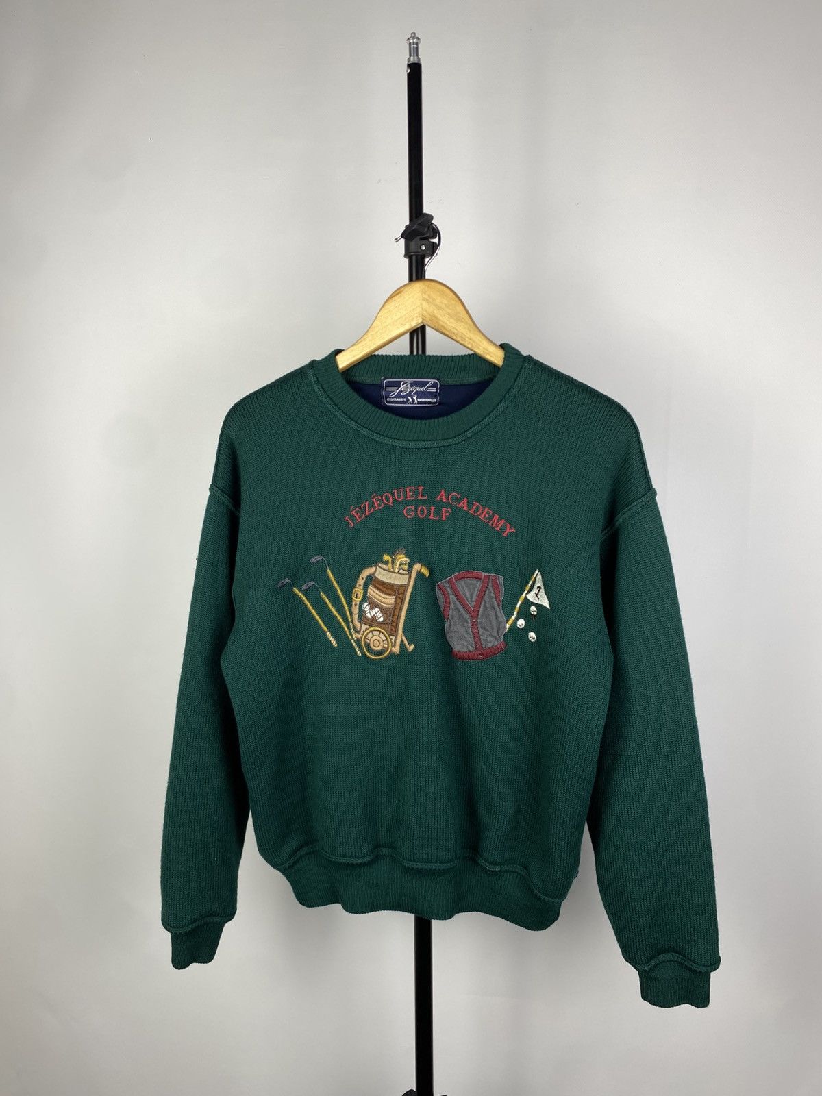 Designer × Vintage Vintage 90s Big golf print wool knitted sweater Y2K Size US S / EU 44-46 / 1 - 1 Thumbnail