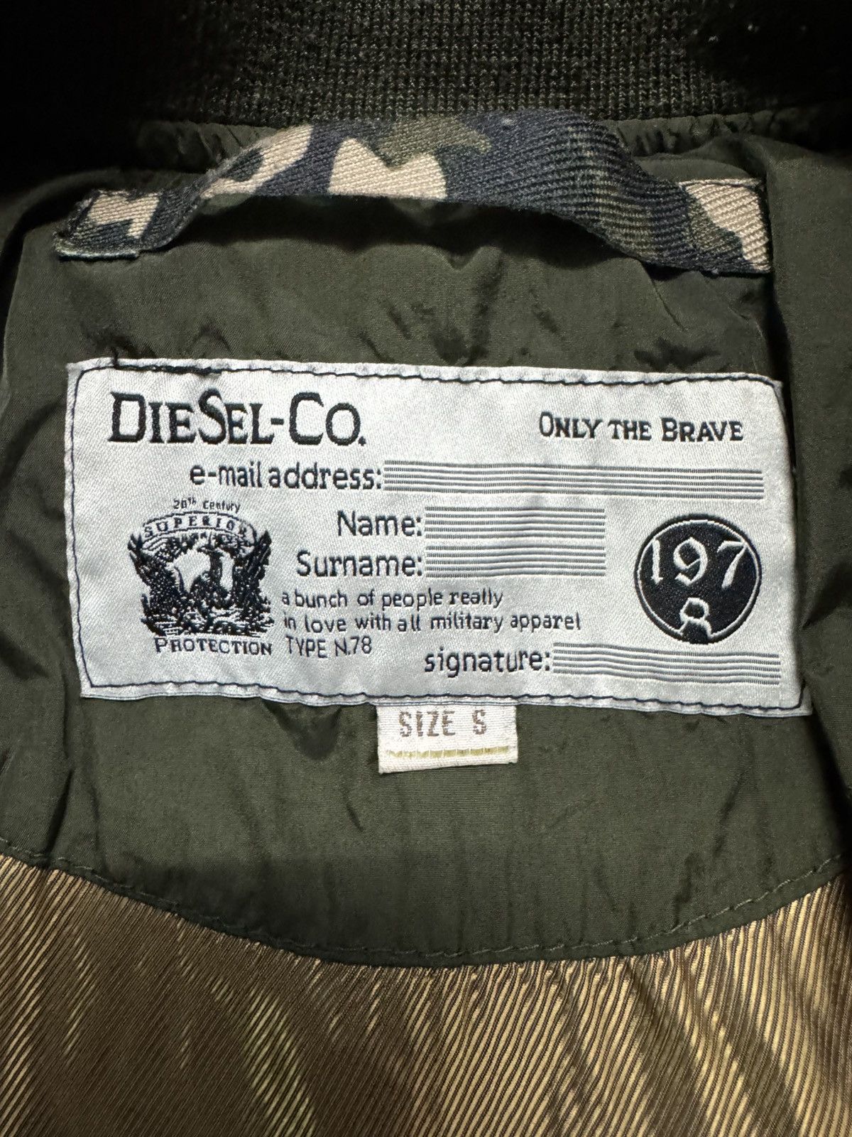 Diesel 💥VINTAGE Y2K DIESEL-CO OLIVE GREEN MILITARY DISTRESS BOMBERS Size US S / EU 44-46 / 1 - 11 Thumbnail